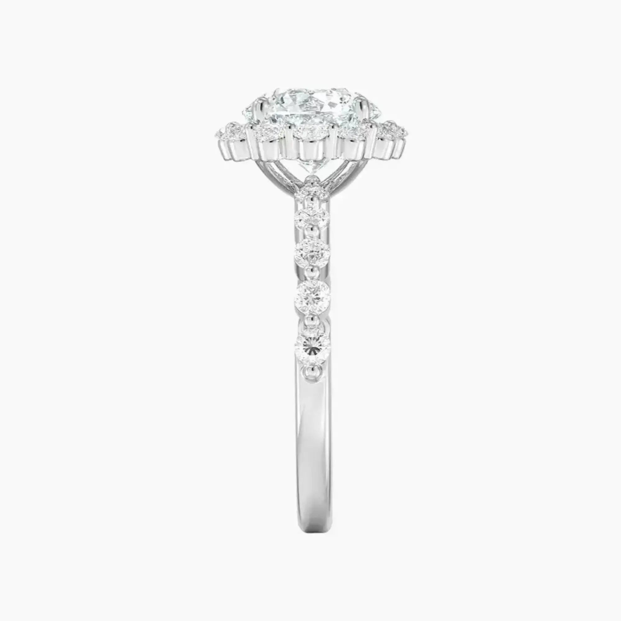Anthea Round Designer Diamond Ring Setting in 18K White Gold