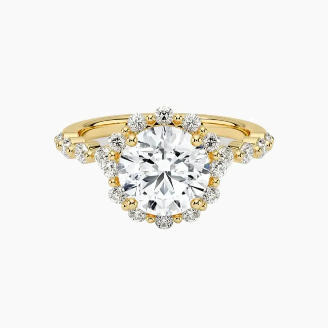 Anthea Round Designer Diamond Ring Setting in 18K White Gold
