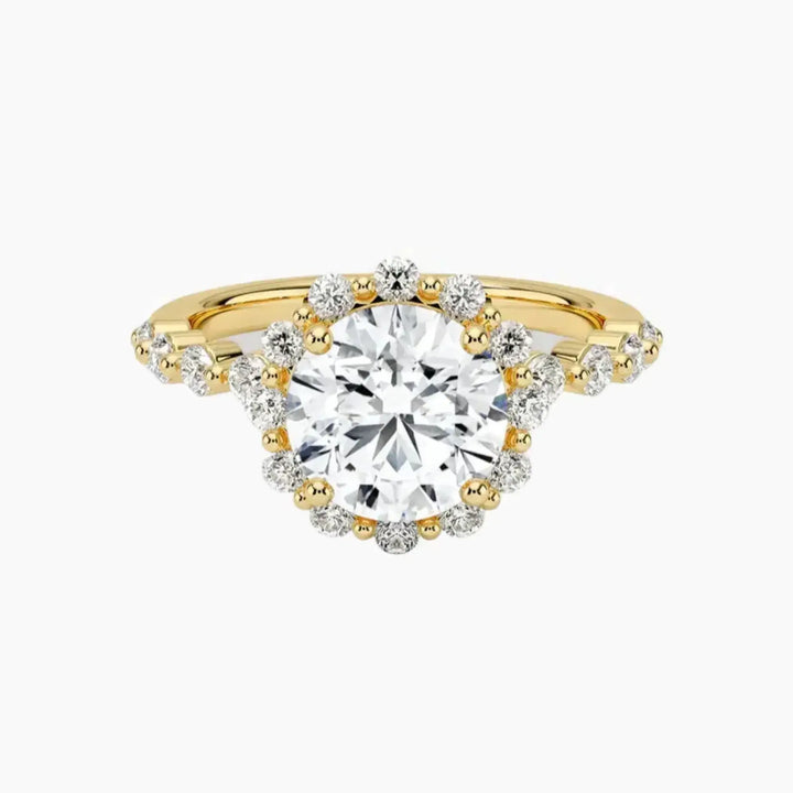 Anthea Round Designer 2 Carat Lab Grown Diamond Engagement Ring in 14K Yellow Gold
