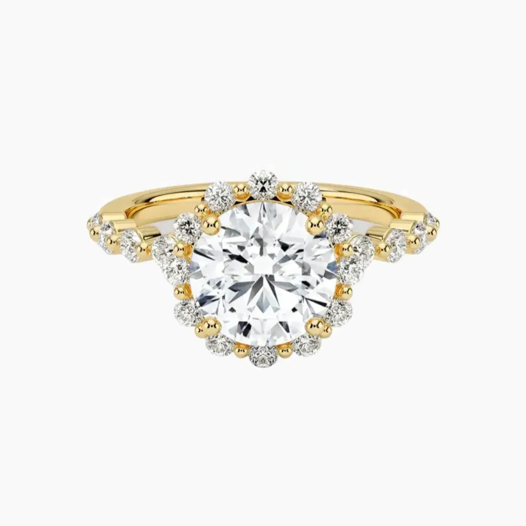 Anthea Round Designer Diamond Ring Setting in 18K Yellow Gold