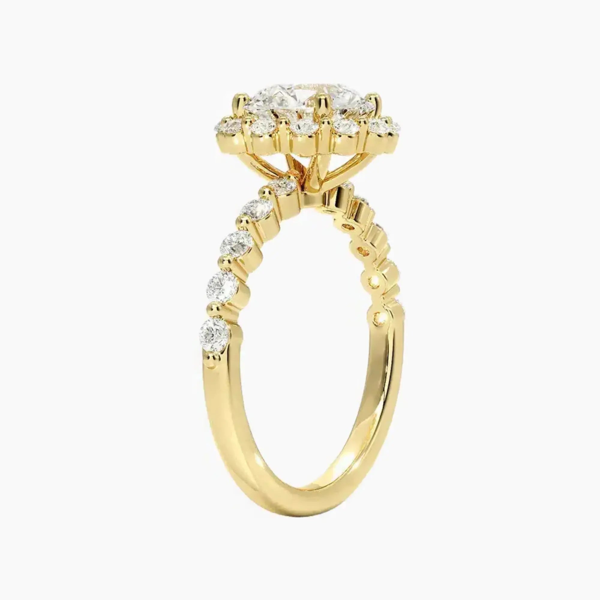 Anthea Round Designer Diamond Ring Setting in 18K White Gold
