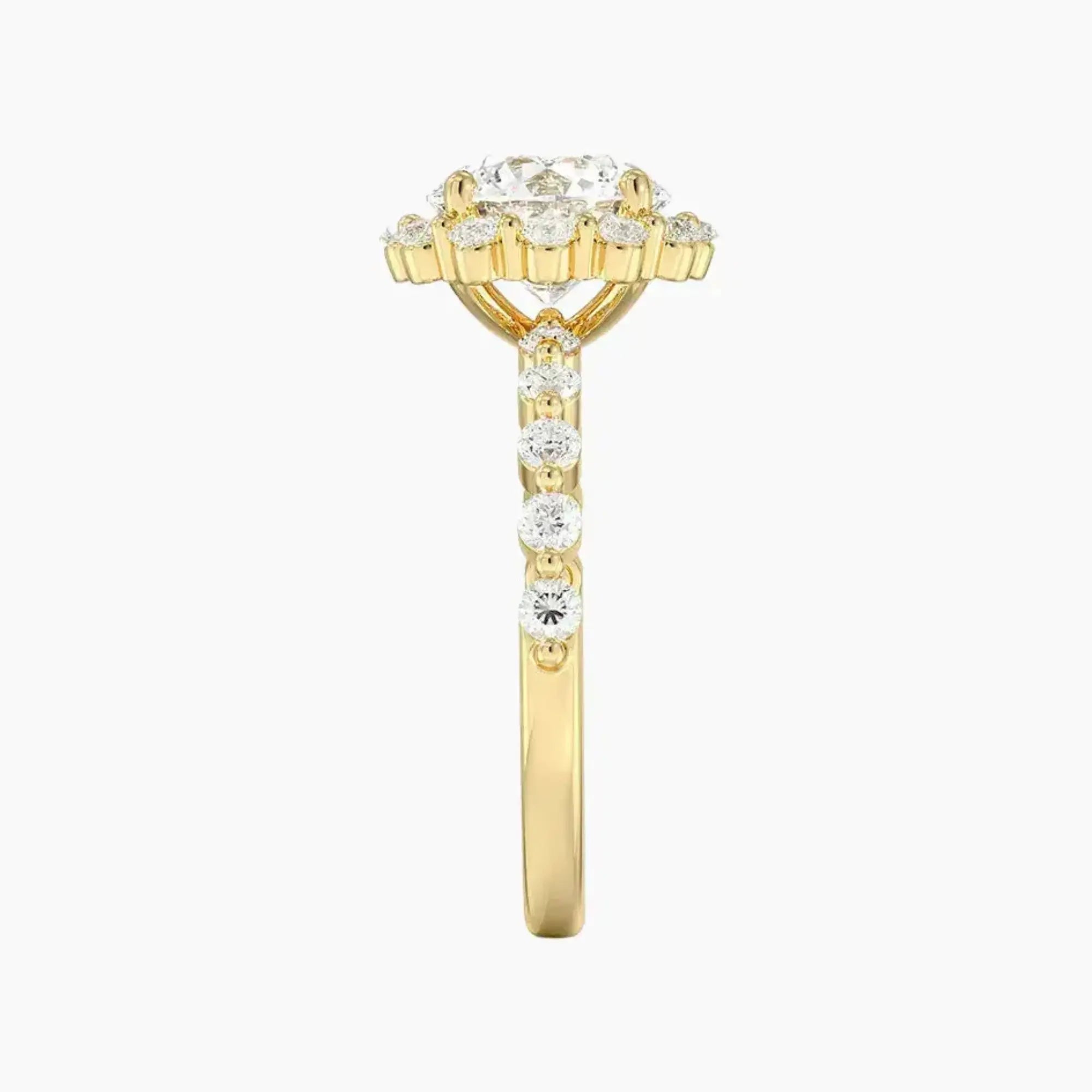 Anthea Round Designer Diamond Ring Setting in 14K White Gold