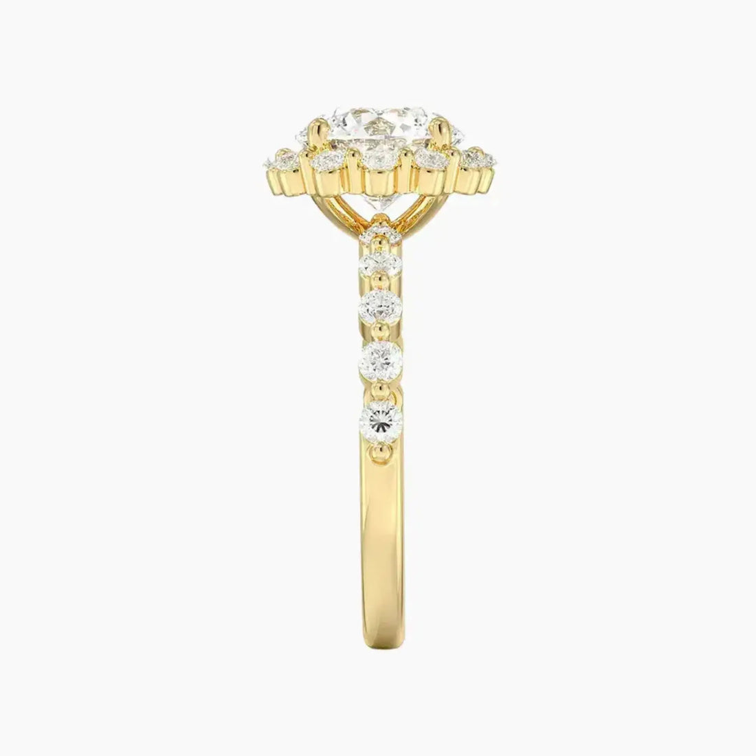 Anthea Round Designer 1.5 Carat Lab Grown Diamond Engagement Ring in 14K Rose Gold