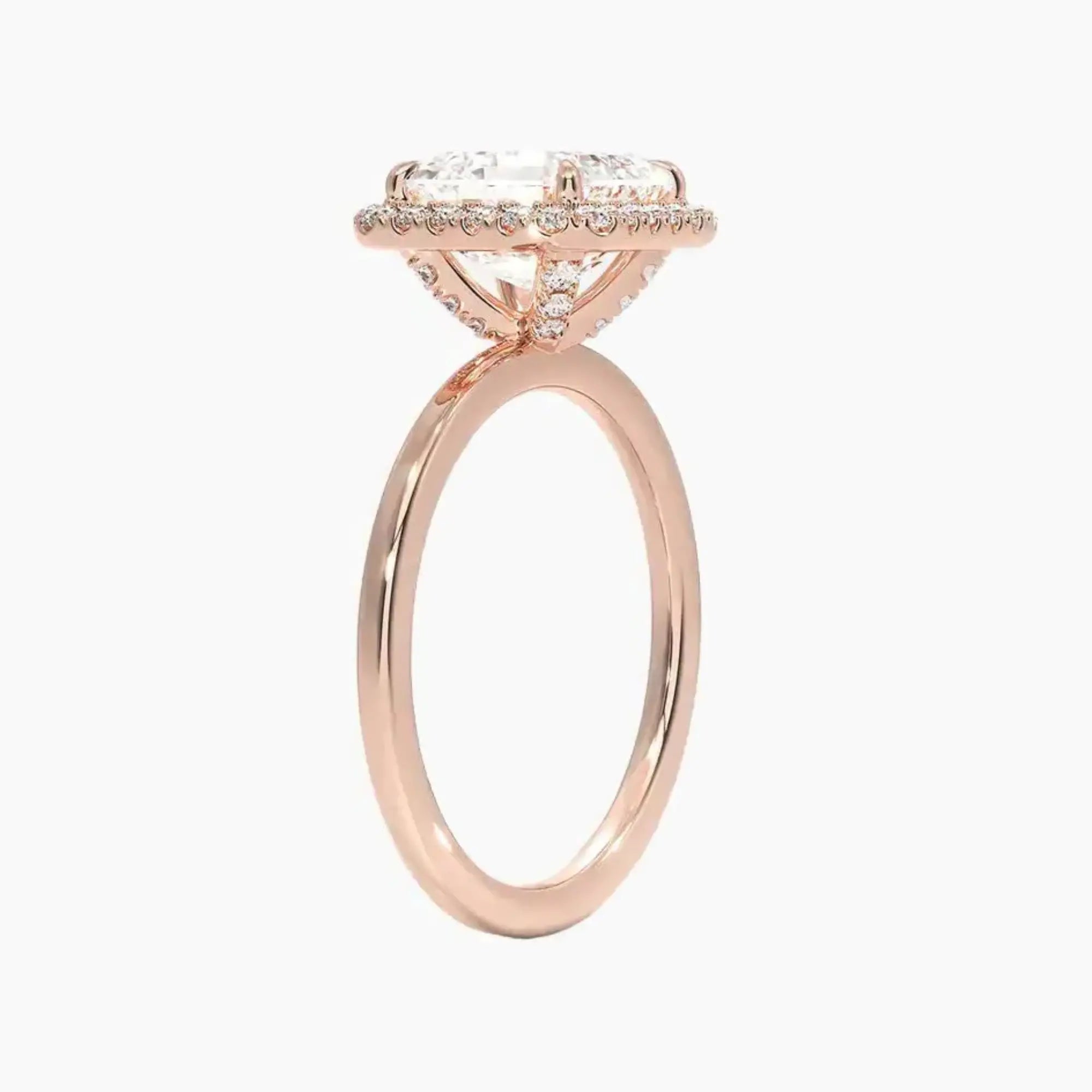 Cassiopeia Asscher Hidden Halo 2.5 Carat Lab Grown Diamond Engagement Ring in 14K Yellow Gold