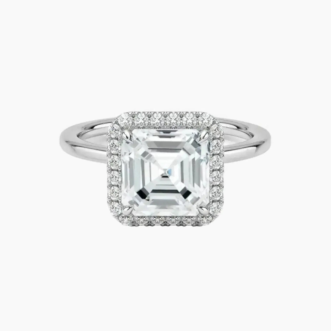 Cassiopeia Asscher Hidden Halo Diamond Ring Setting in 14K Yellow Gold