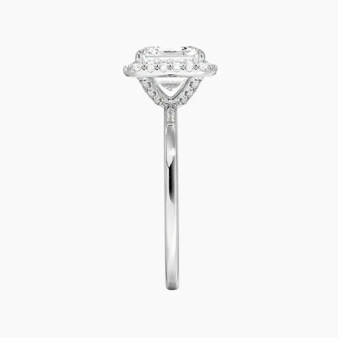 Cassiopeia Asscher Hidden Halo 1.5 Carat Lab Grown Diamond Engagement Ring in 18K Rose Gold