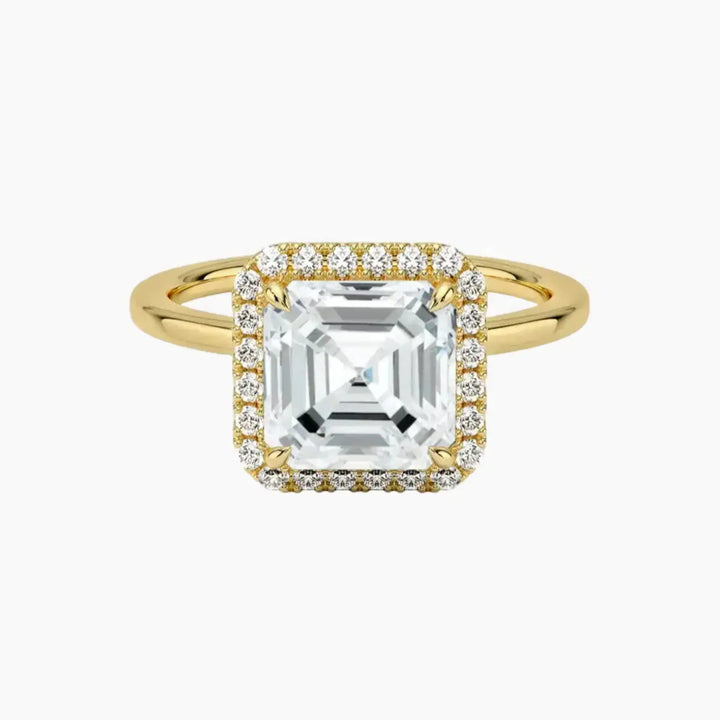 Cassiopeia Asscher Hidden Halo 1.5 Carat Lab Grown Diamond Engagement Ring in 14K Yellow Gold