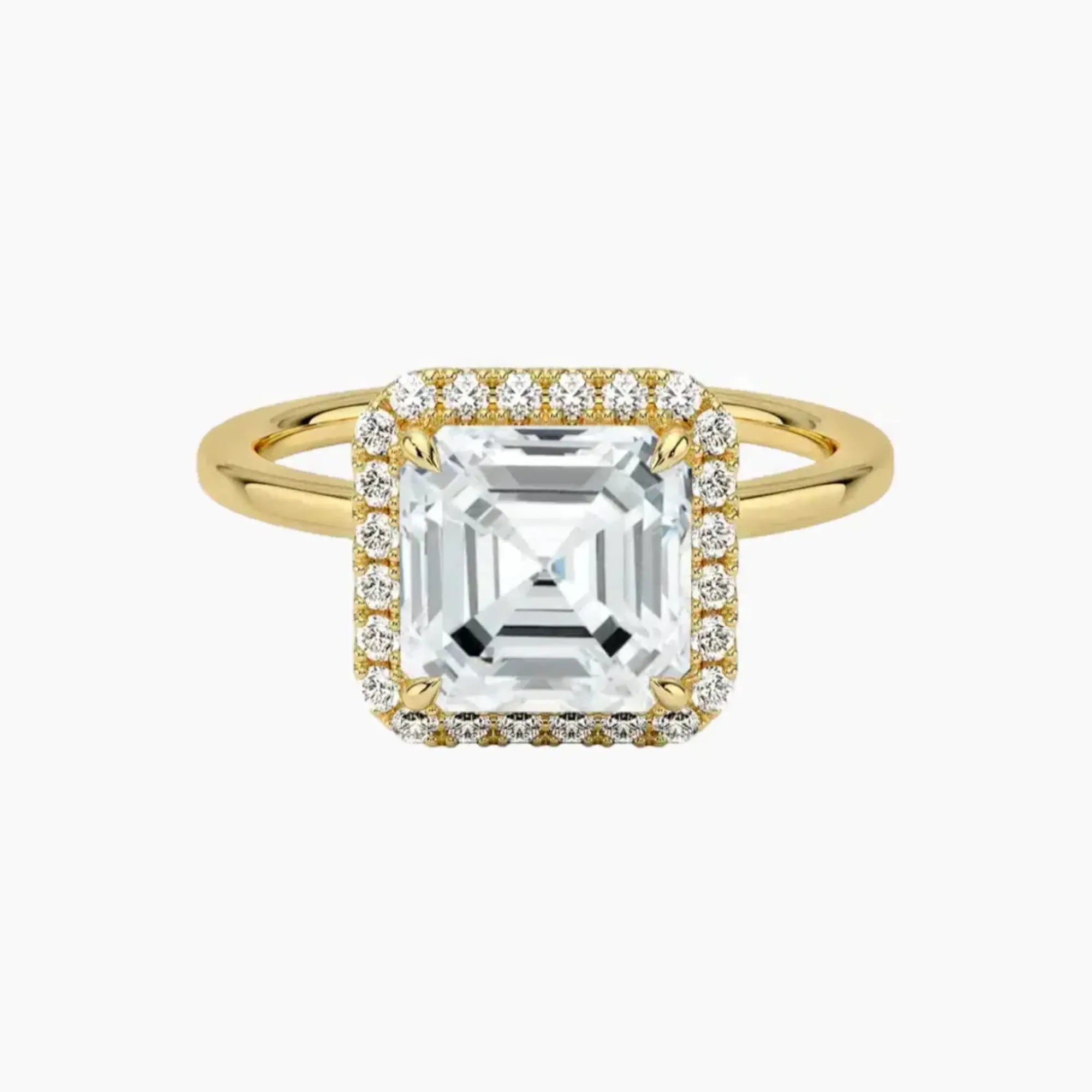Cassiopeia Asscher Hidden Halo 2 Carat Lab Grown Diamond Engagement Ring in 14K Yellow Gold