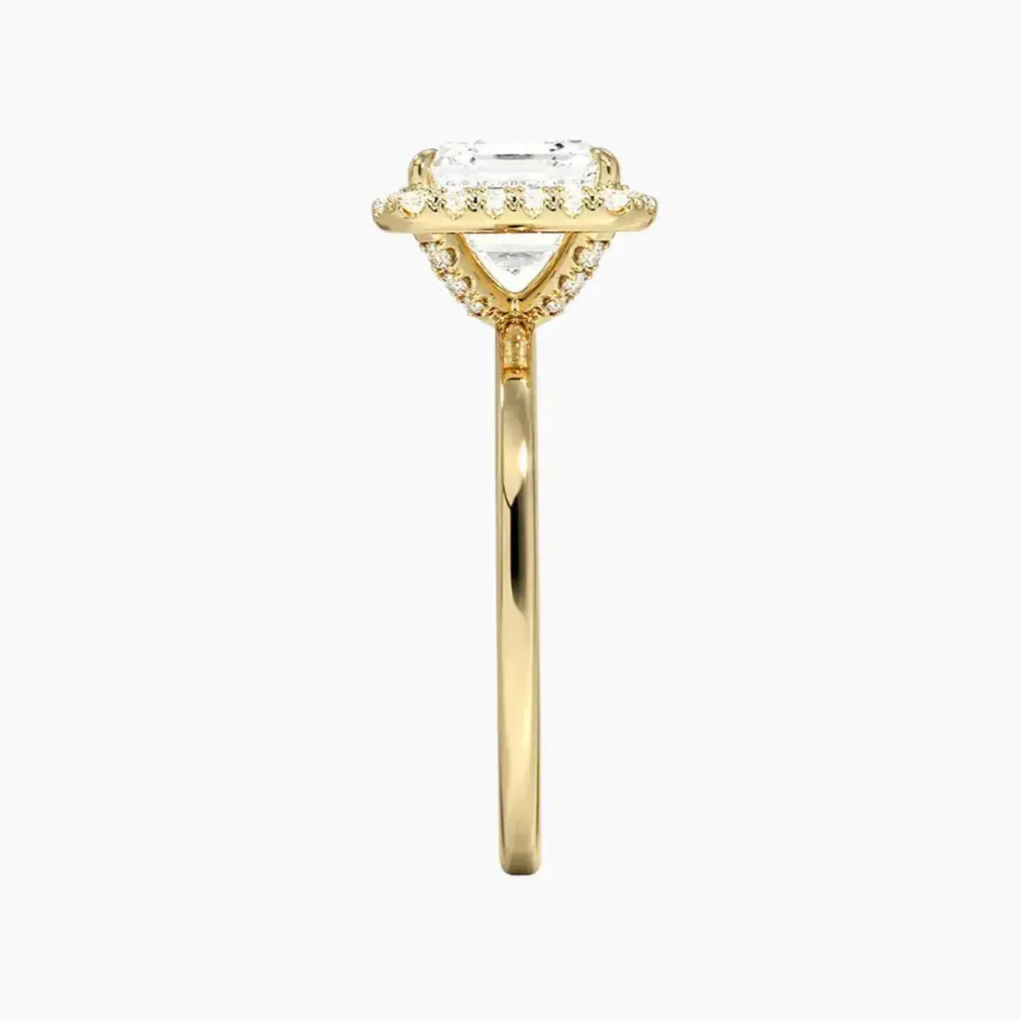 Cassiopeia Asscher Hidden Halo 3 Carat Lab Grown Diamond Engagement Ring in 14K White Gold