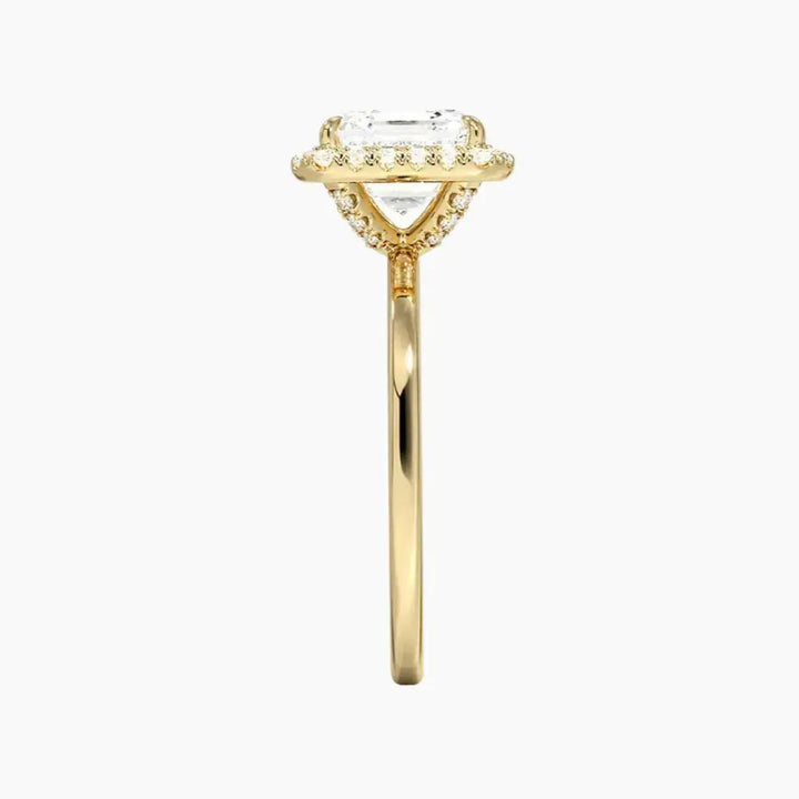 Cassiopeia Asscher Hidden Halo 3 Carat Lab Grown Diamond Engagement Ring in 18K Rose Gold