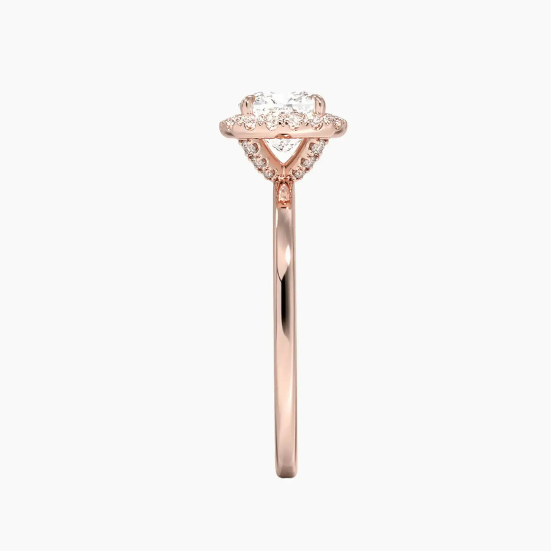 Cassiopeia Cushion Hidden Halo 1.5 Carat Lab Grown Diamond Engagement Ring in 14K Rose Gold
