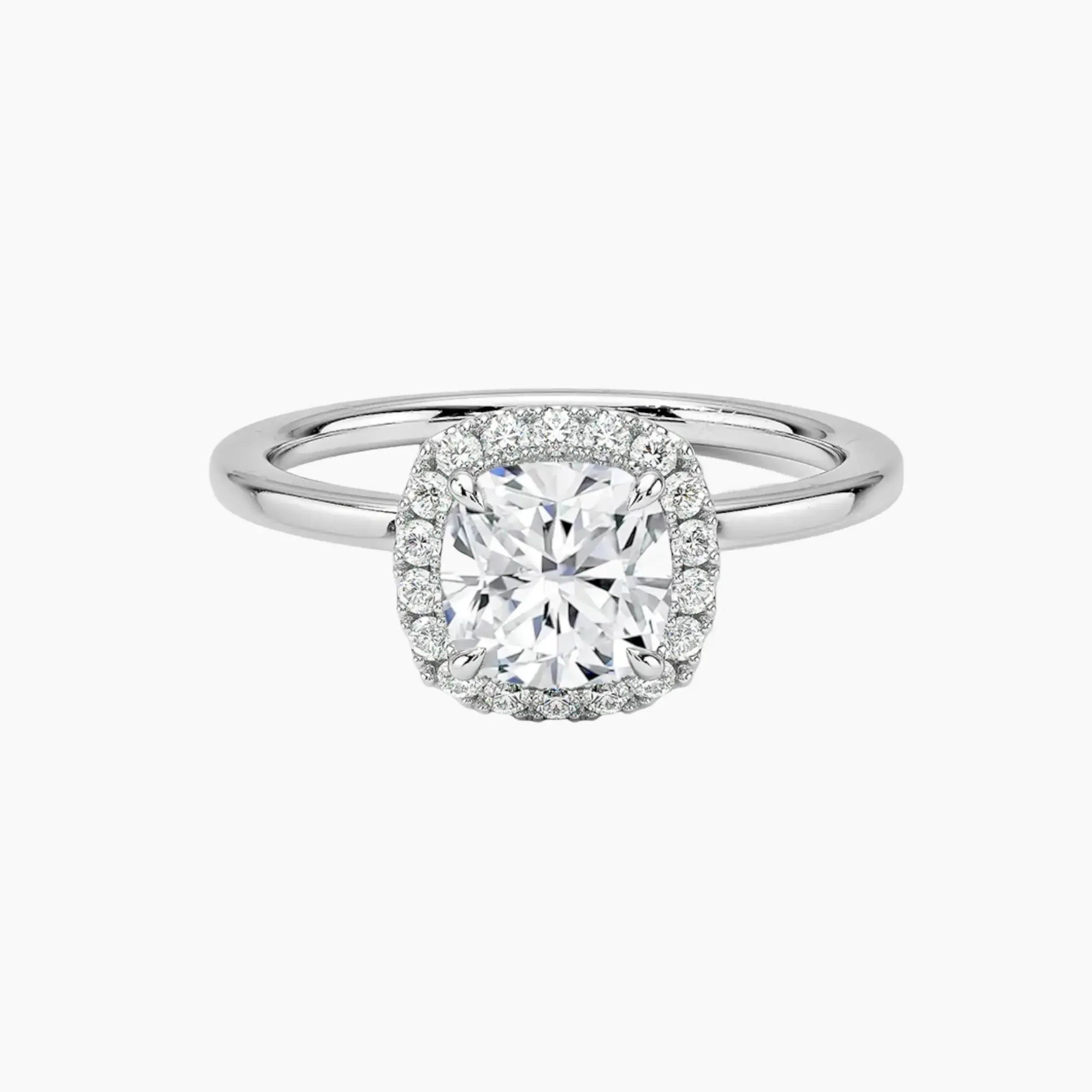 Cassiopeia Cushion Hidden Halo 1.5 Carat Lab Grown Diamond Engagement Ring in 14K Rose Gold