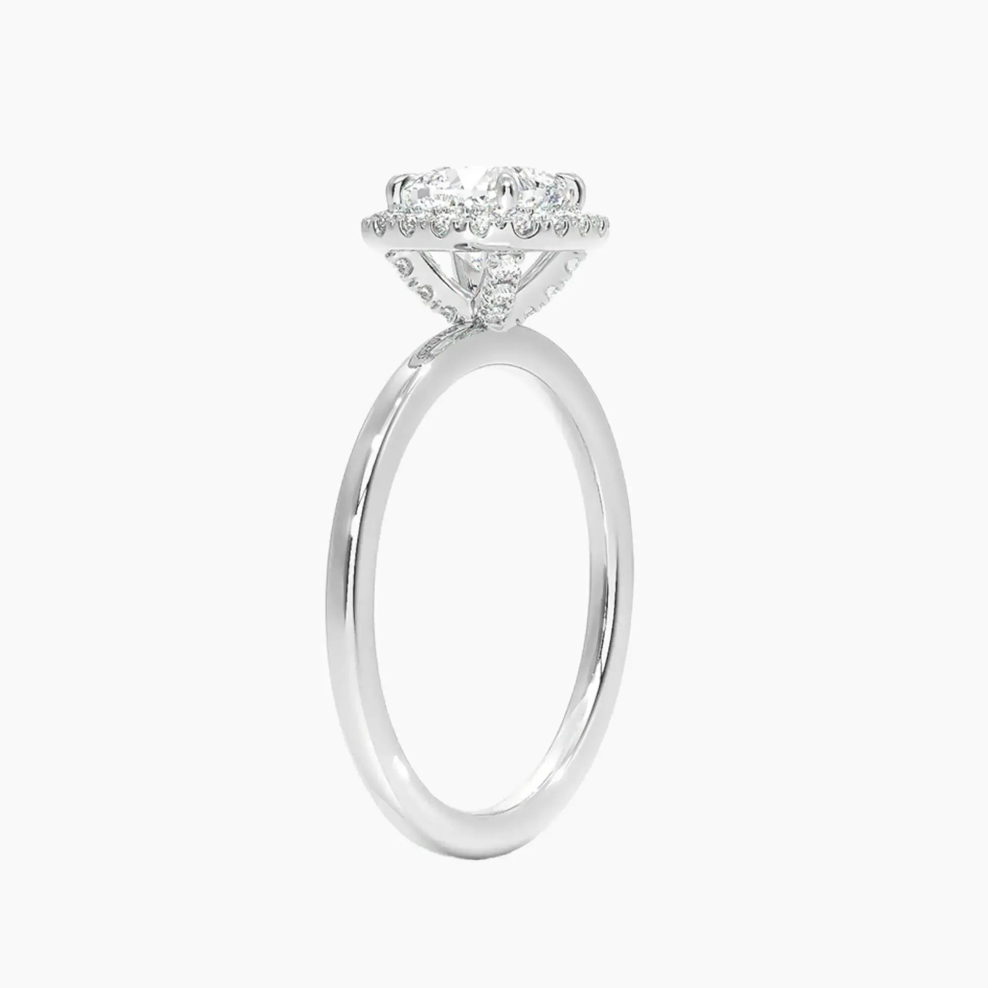 Cassiopeia Cushion Hidden Halo 2 Carat Lab Grown Diamond Engagement Ring in 14K Yellow Gold