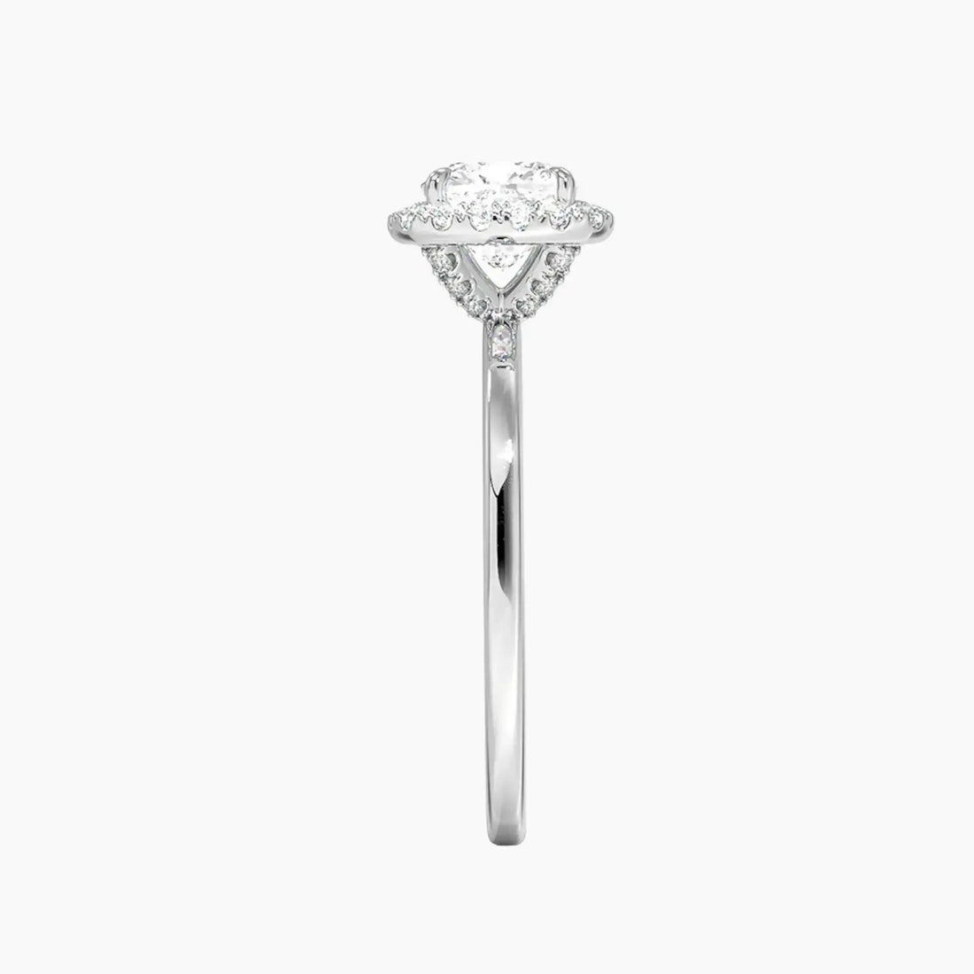 Cassiopeia Cushion Hidden Halo 2 Carat Lab Grown Diamond Engagement Ring in 18K Yellow Gold