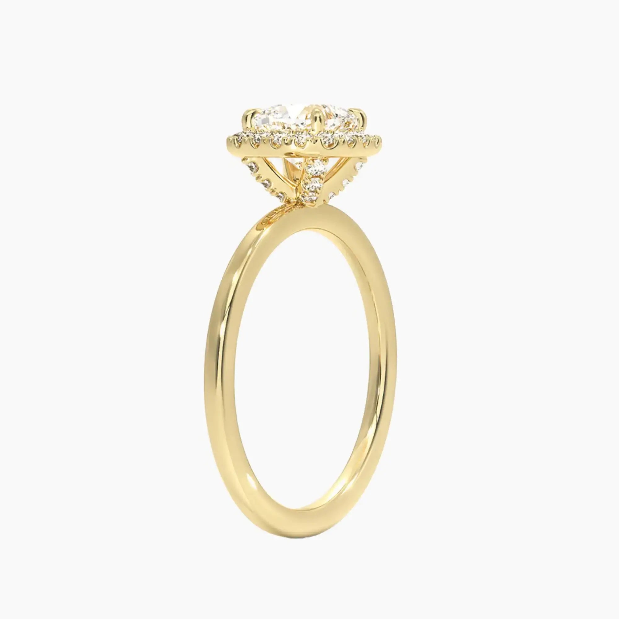 Cassiopeia Cushion Hidden Halo Diamond Ring Setting in 14K Rose Gold