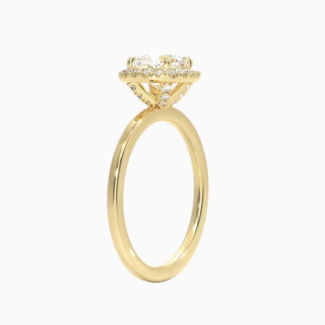 Cassiopeia Cushion Hidden Halo 1 Carat Lab Grown Diamond Engagement Ring in 14K Rose Gold