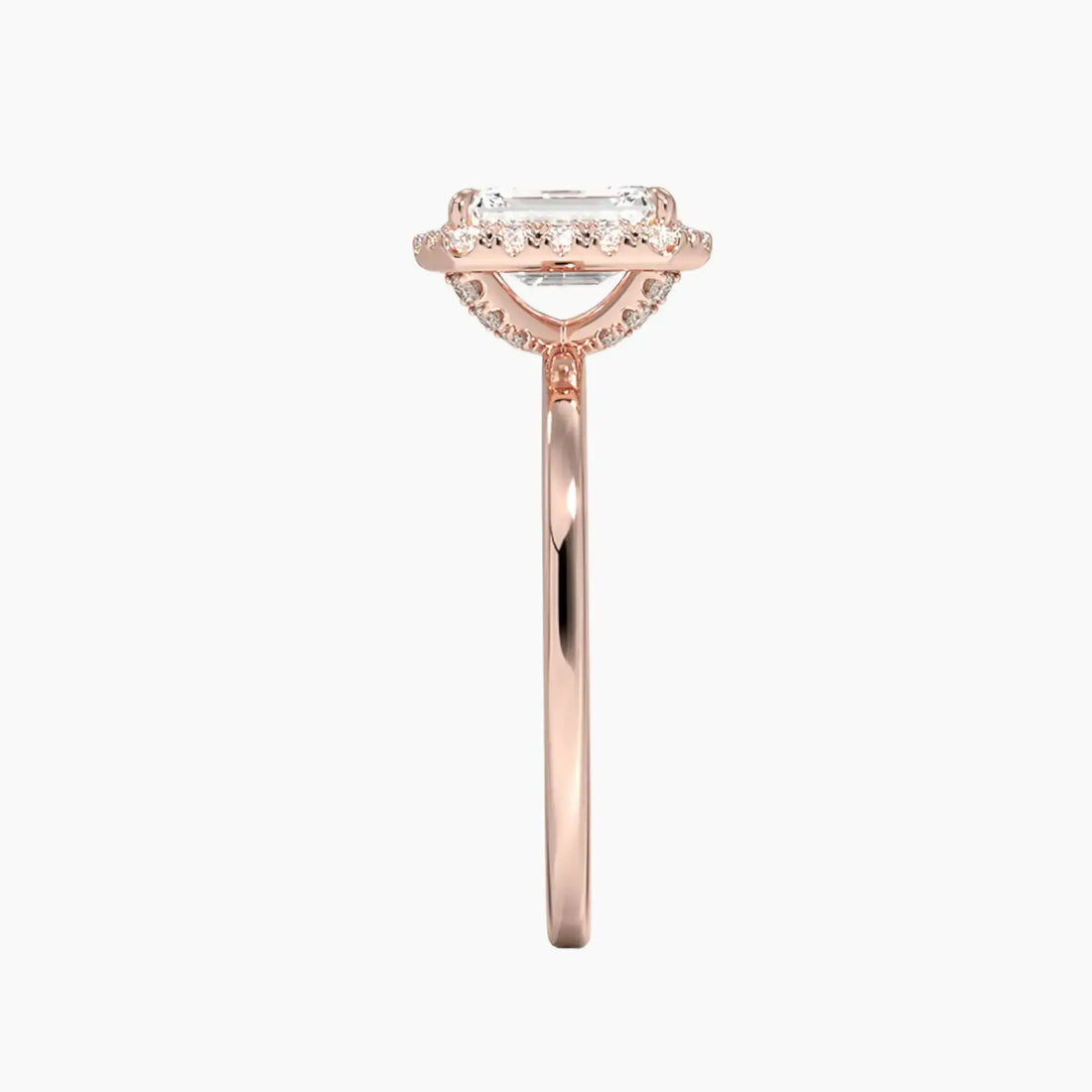 Cassiopeia Emerald Hidden Halo Diamond Ring Setting in 18K White Gold