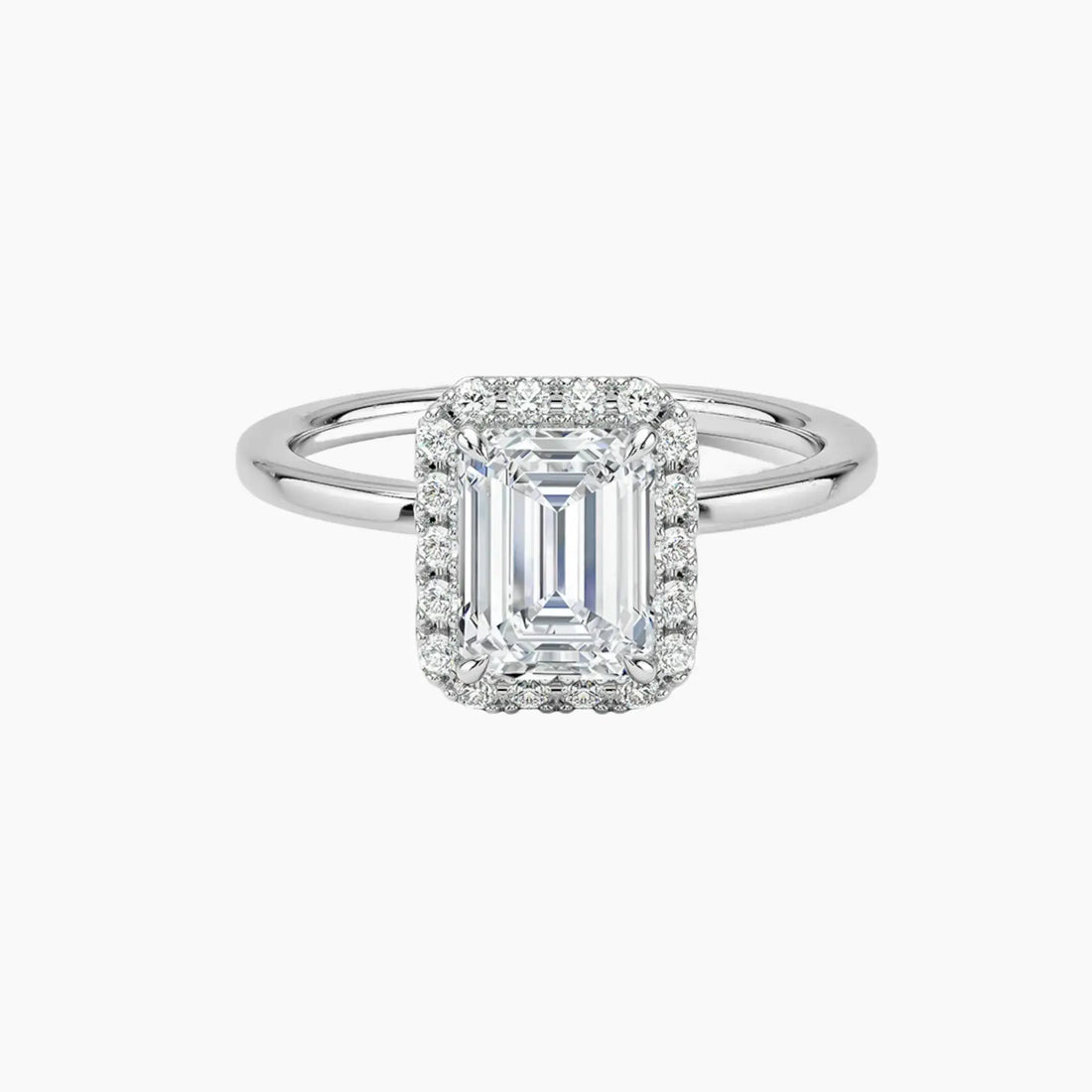 Cassiopeia Emerald Hidden Halo Diamond Ring Setting in 14K Yellow Gold