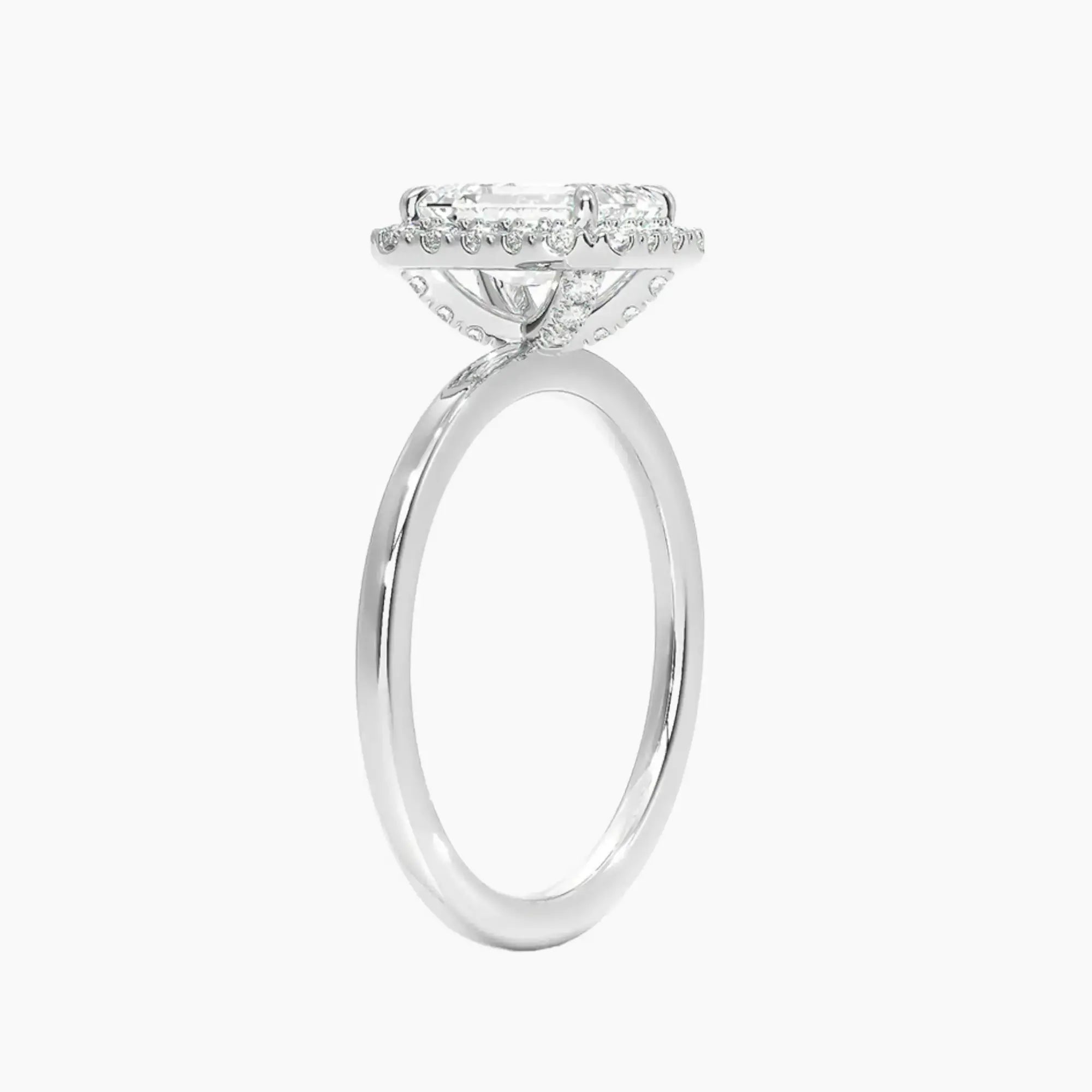 Cassiopeia Emerald Hidden Halo 2 Carat Lab Grown Diamond Engagement Ring in 18K Rose Gold