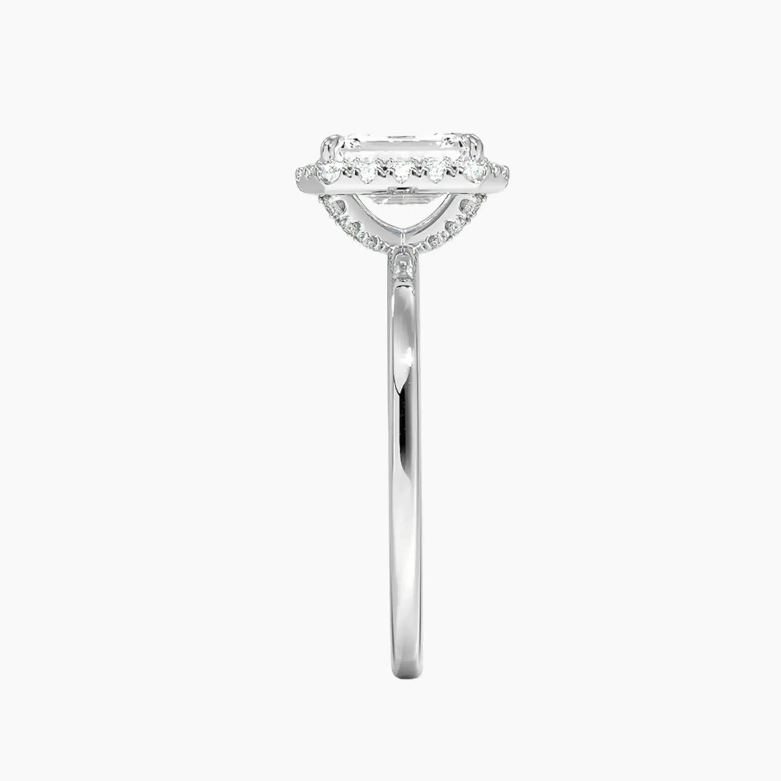 Cassiopeia Emerald Hidden Halo Diamond Ring Setting in 18K White Gold