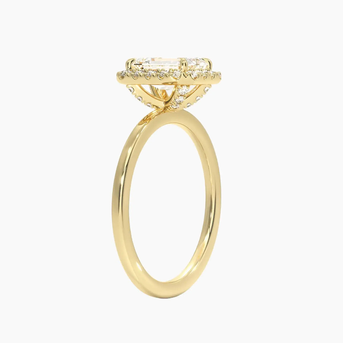 Cassiopeia Emerald Hidden Halo 2 Carat Lab Grown Diamond Engagement Ring in 18K Rose Gold