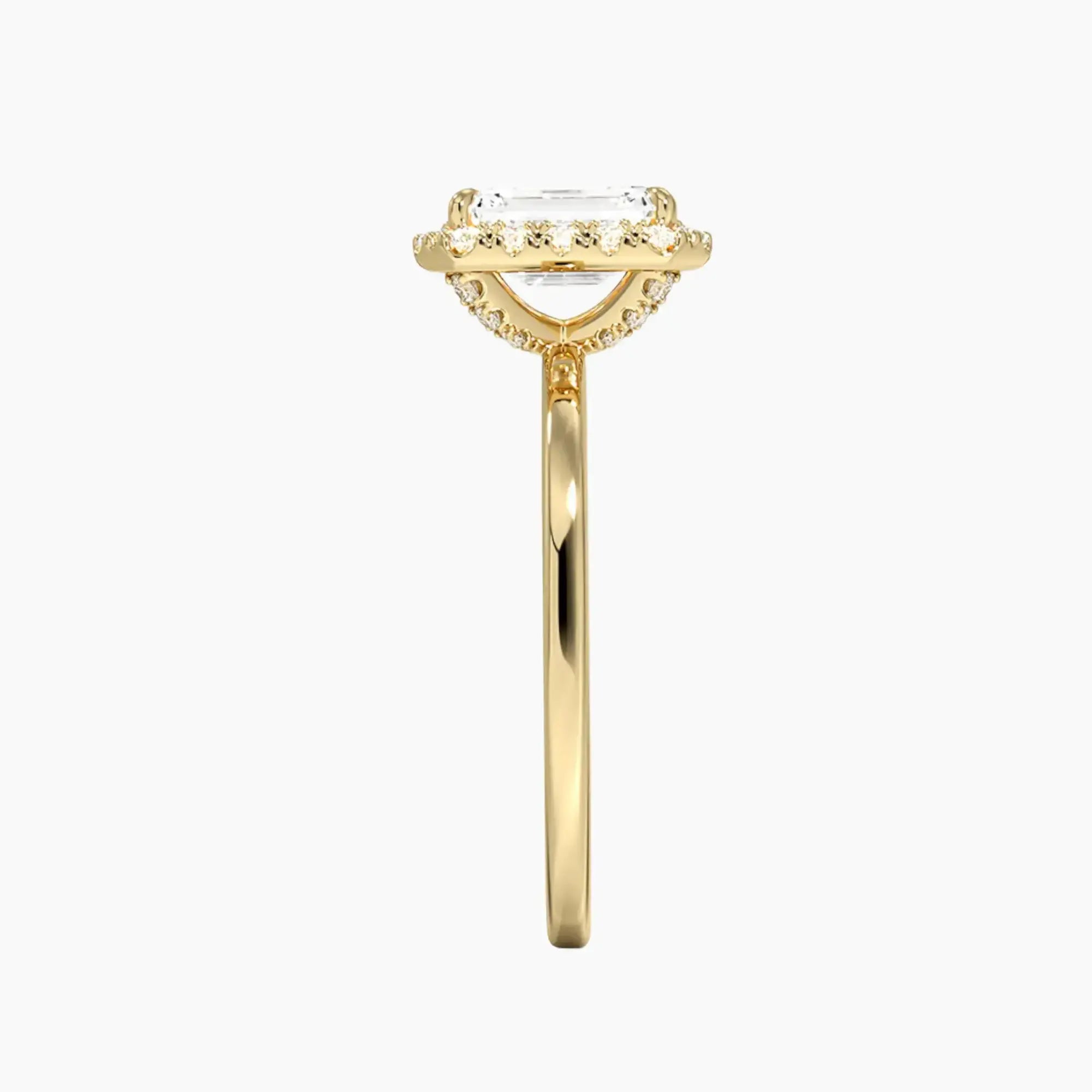 Cassiopeia Emerald Hidden Halo 1.5 Carat Lab Grown Diamond Engagement Ring in 14K Yellow Gold