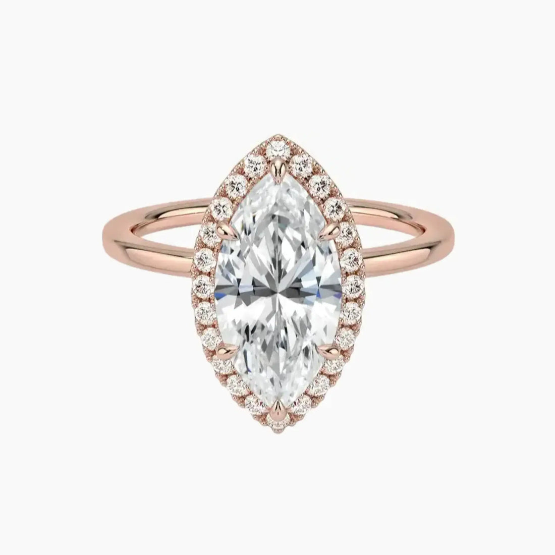 Cassiopeia Marquise Hidden Halo 3 Carat Lab Grown Diamond Engagement Ring in 14K White Gold