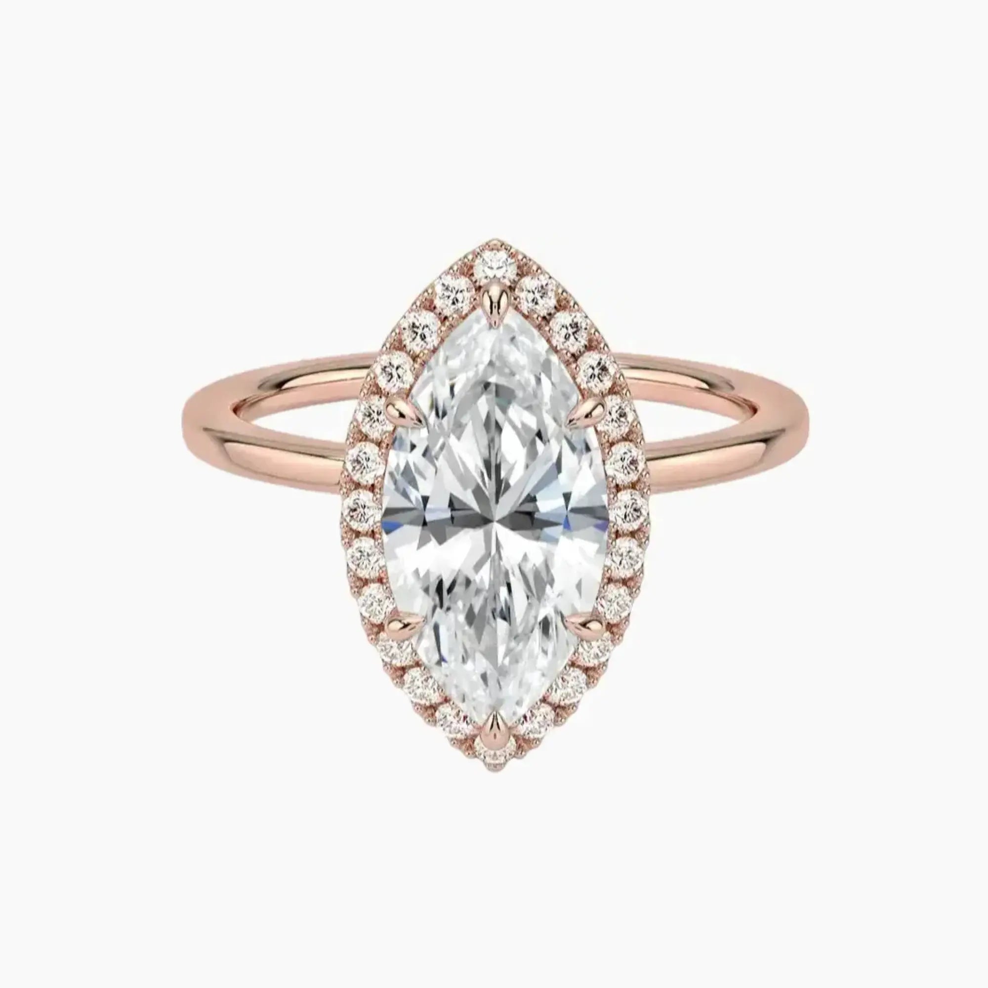 Cassiopeia Marquise Hidden Halo 1.5 Carat Lab Grown Diamond Engagement Ring in 18K White Gold