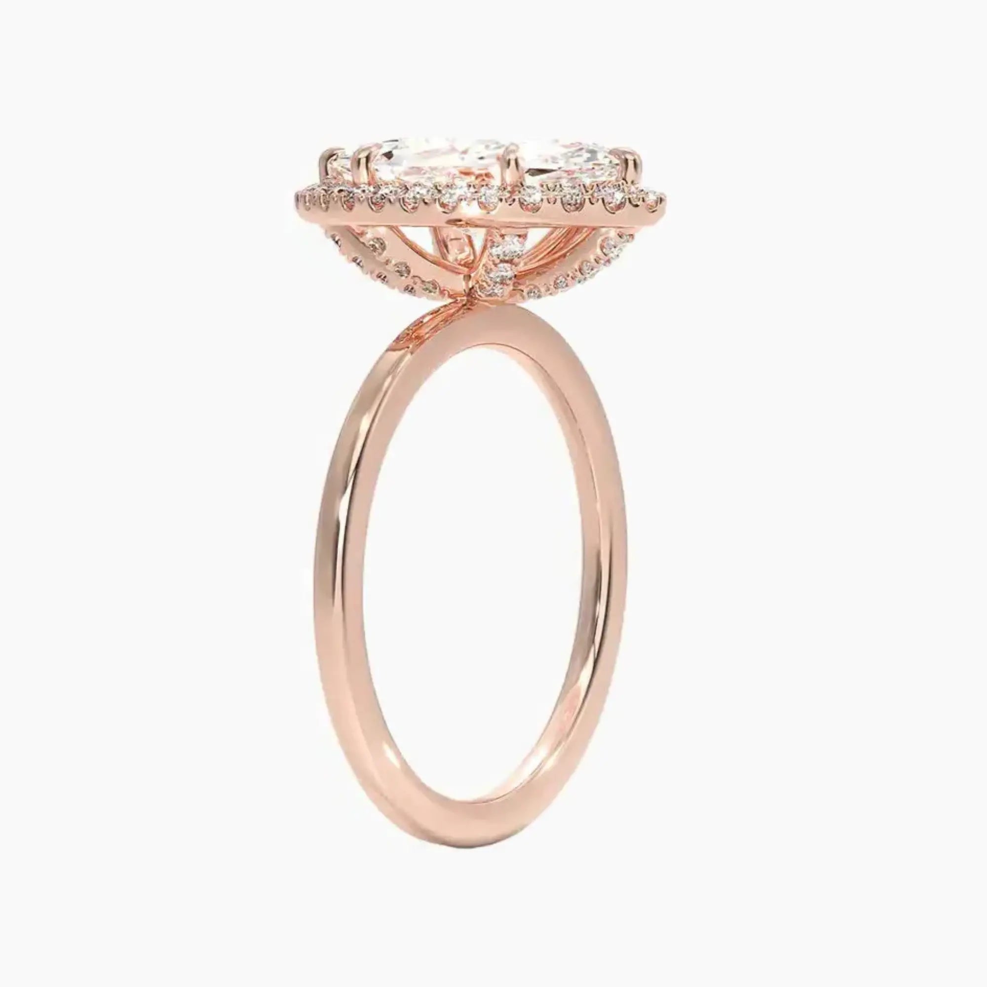 Cassiopeia Marquise Hidden Halo 1.5 Carat Lab Grown Diamond Engagement Ring in 18K Yellow Gold