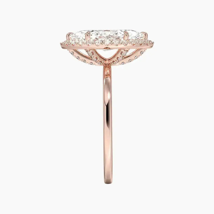 Cassiopeia Marquise Hidden Halo 3 Carat Lab Grown Diamond Engagement Ring in 14K White Gold