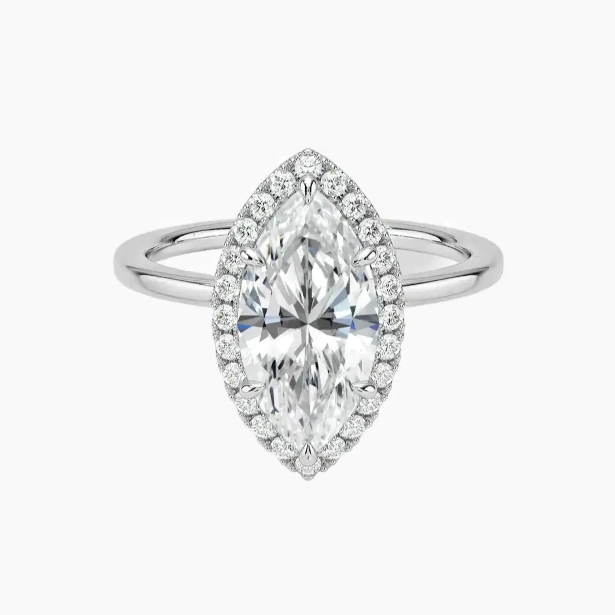 Cassiopeia Marquise Hidden Halo 3 Carat Lab Grown Diamond Engagement Ring in 14K Yellow Gold