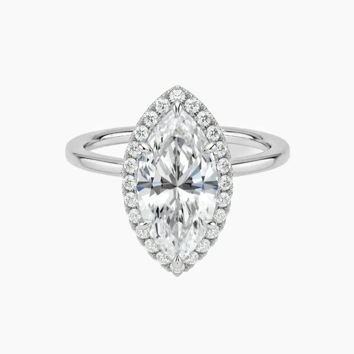 Cassiopeia Marquise Hidden Halo 3 Carat Lab Grown Diamond Engagement Ring in 14K White Gold