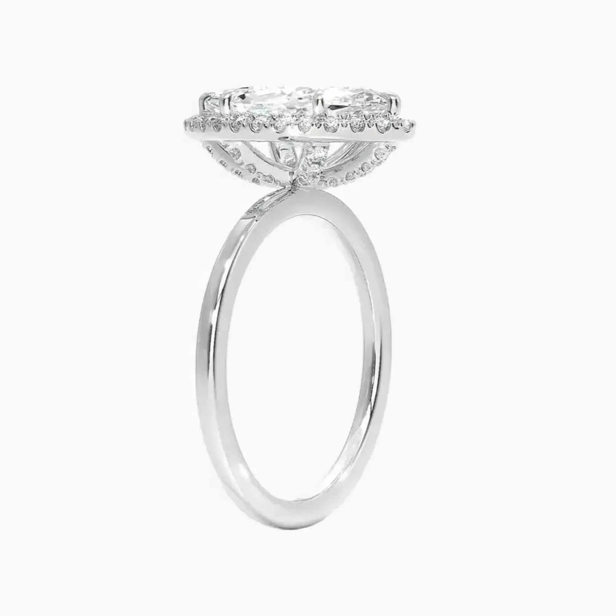 Cassiopeia Marquise Hidden Halo Diamond Ring Setting in 18K Yellow Gold