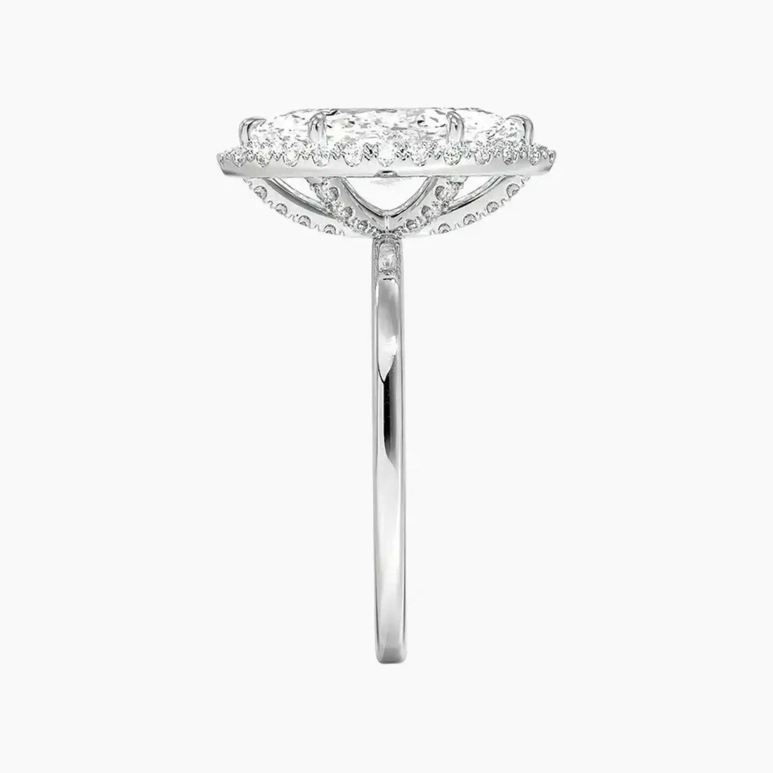 Cassiopeia Marquise Hidden Halo 3 Carat Lab Grown Diamond Engagement Ring in 14K White Gold
