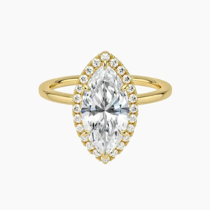 Cassiopeia Marquise Hidden Halo 1.5 Carat Lab Grown Diamond Engagement Ring in 14K Yellow Gold
