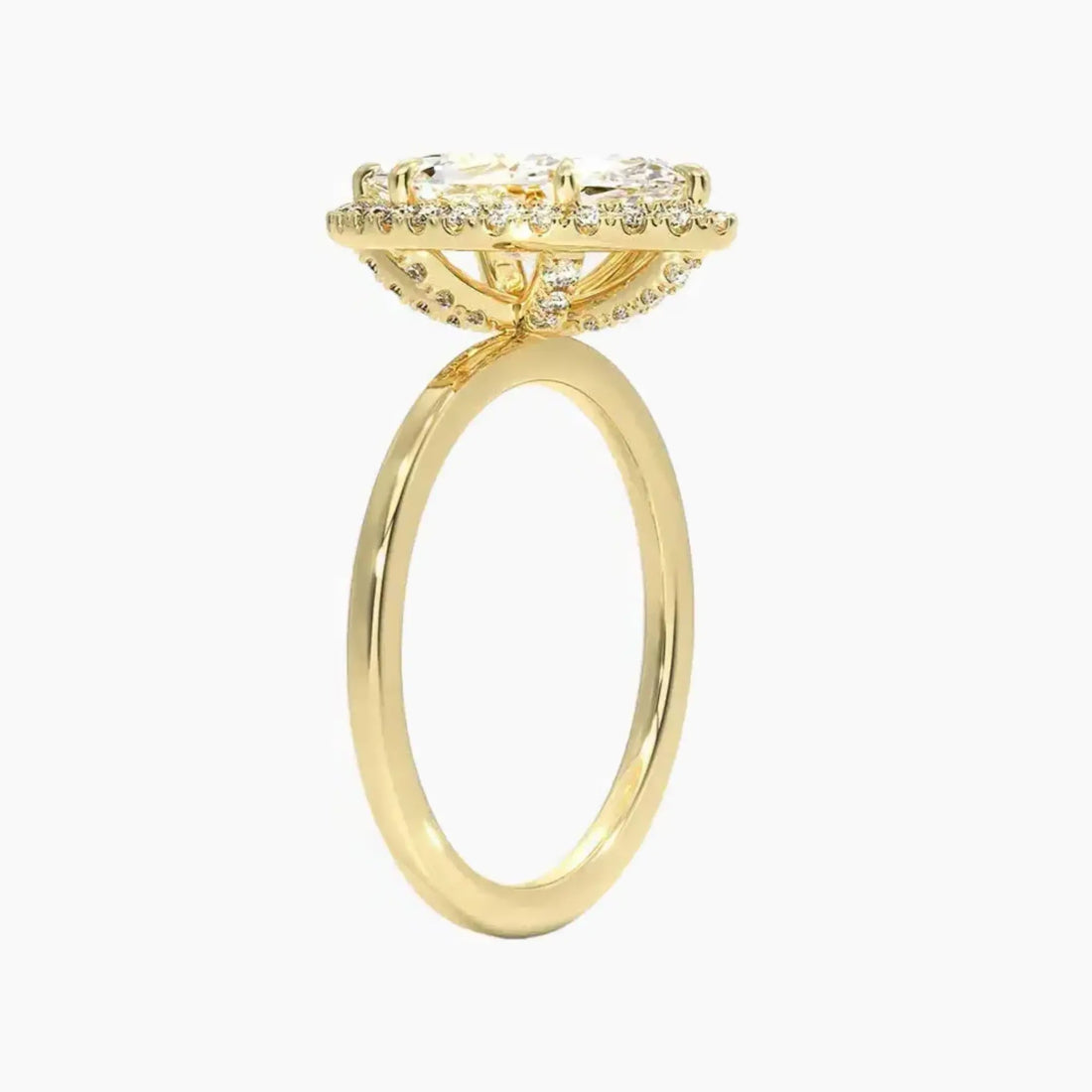 Cassiopeia Marquise Hidden Halo 3 Carat Lab Grown Diamond Engagement Ring in 14K White Gold