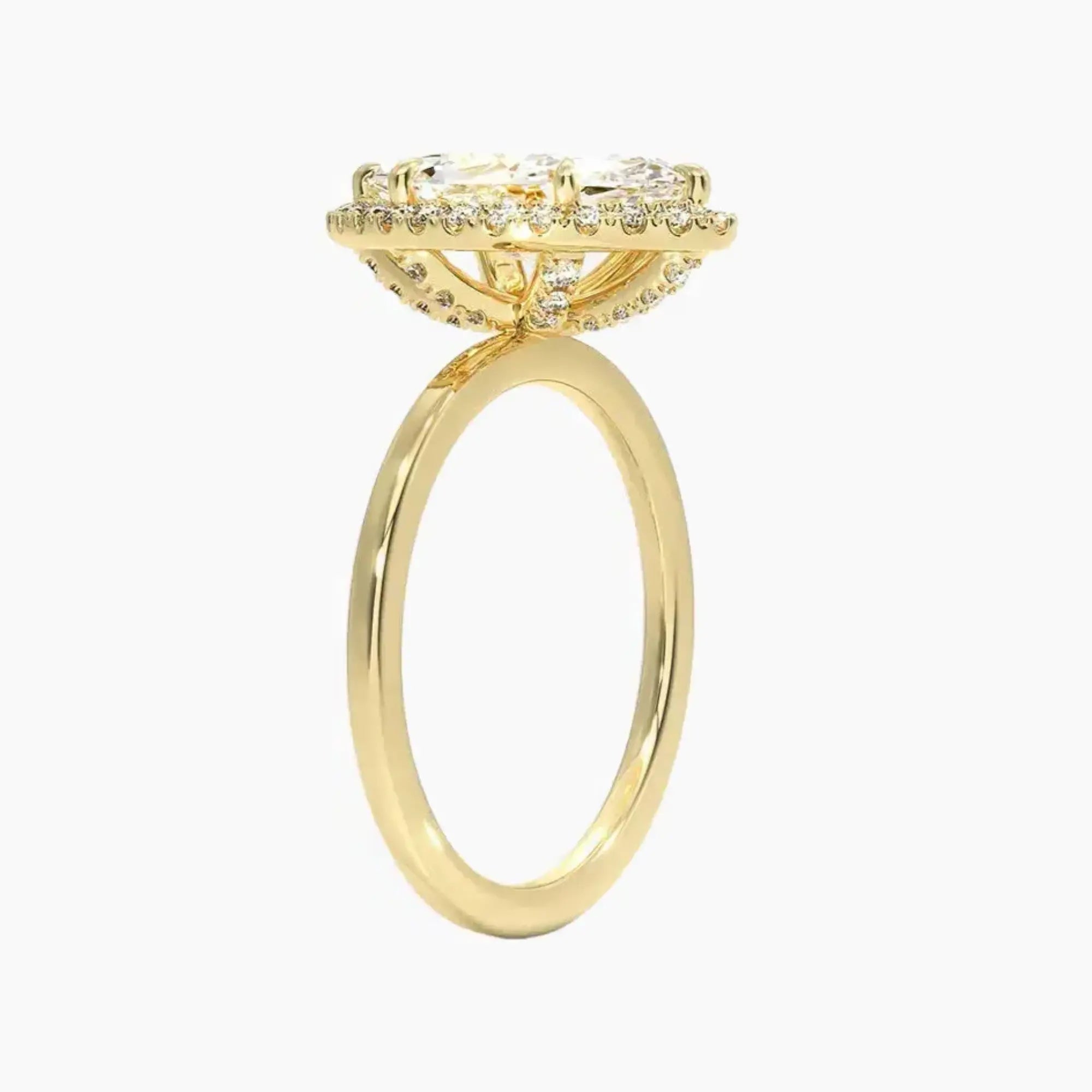 Cassiopeia Marquise Hidden Halo Diamond Ring Setting in 18K Rose Gold