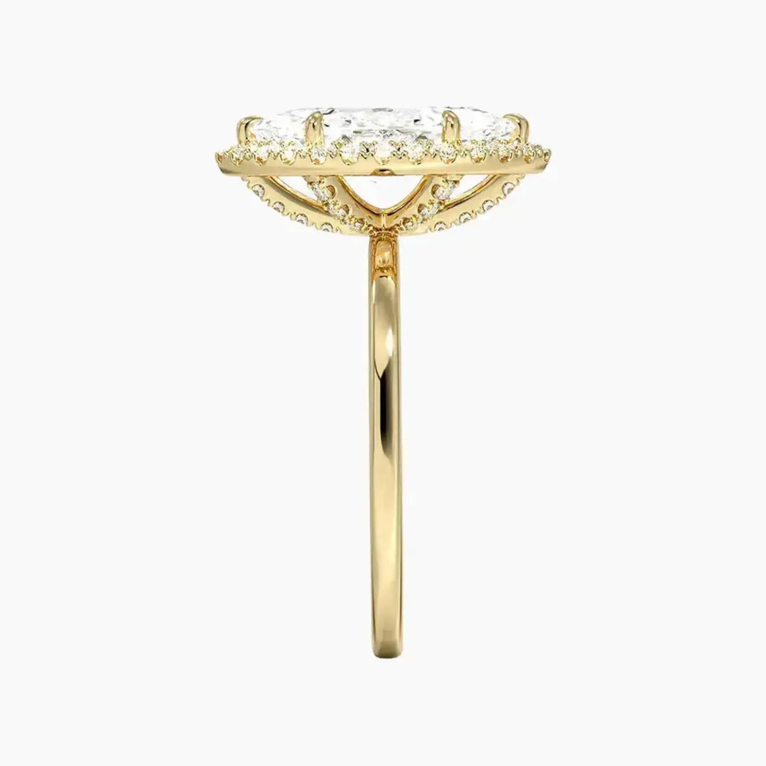Cassiopeia Marquise Hidden Halo 2.5 Carat Lab Grown Diamond Engagement Ring in 14K Yellow Gold