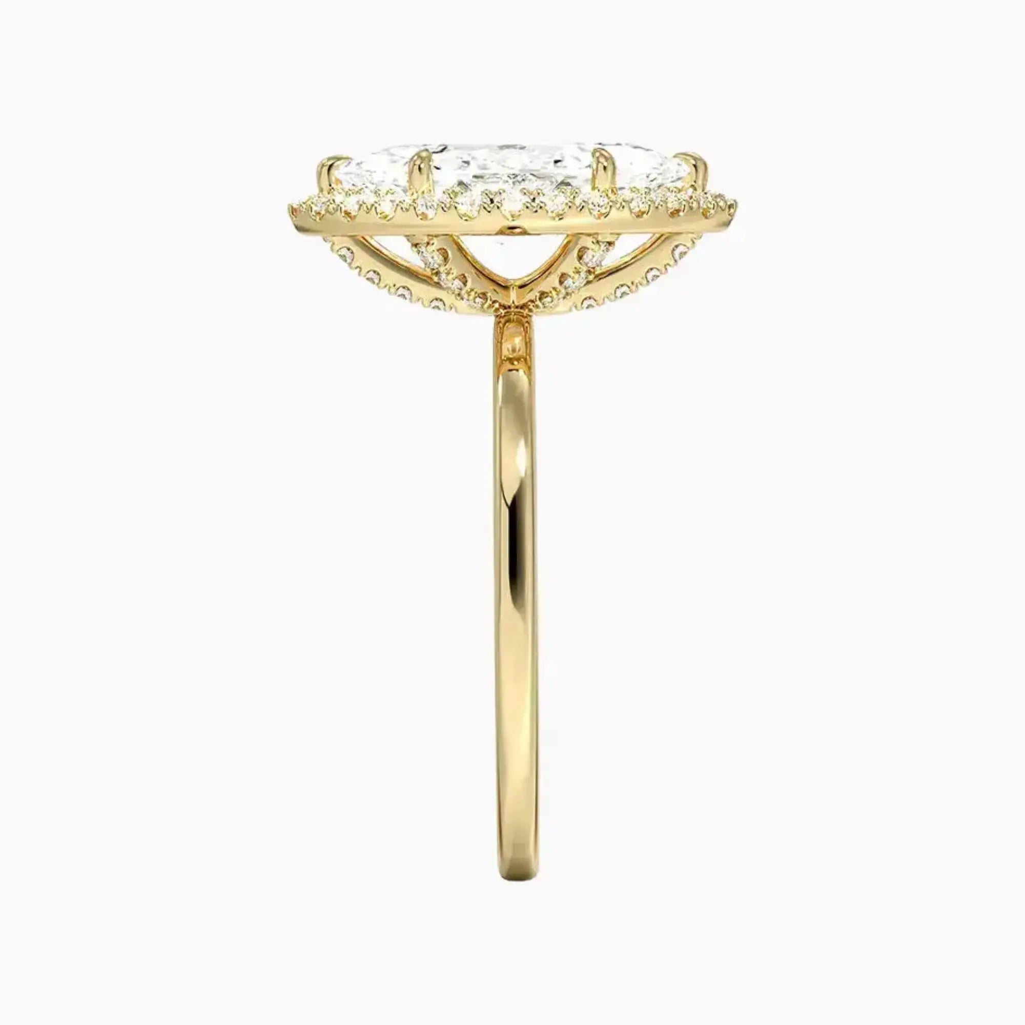 Cassiopeia Marquise Hidden Halo 1.5 Carat Lab Grown Diamond Engagement Ring in 18K Yellow Gold