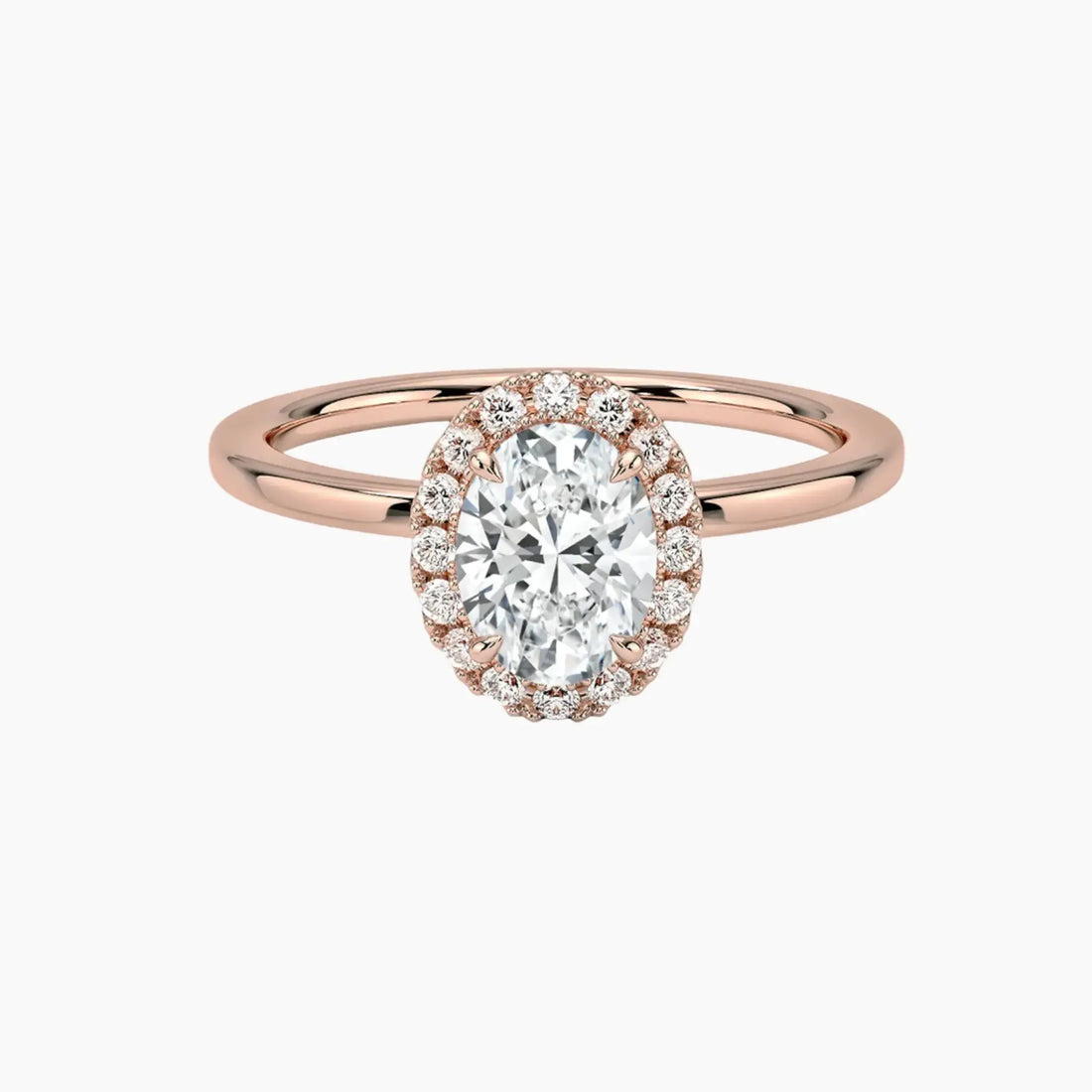 Cassiopeia Oval Hidden Halo 1 Carat Lab Grown Diamond Engagement Ring in 18K White Gold