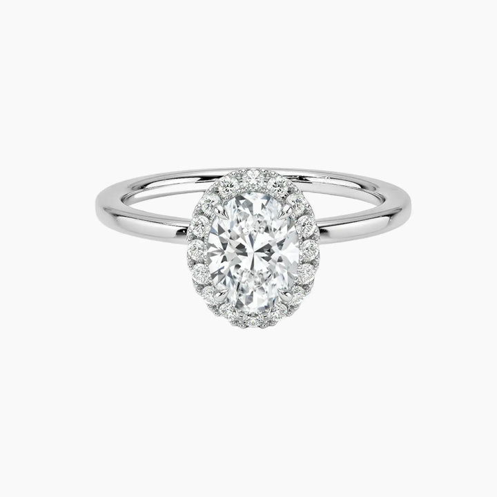 Cassiopeia Oval Hidden Halo 1.5 Carat Lab Grown Diamond Engagement Ring in 18K White Gold