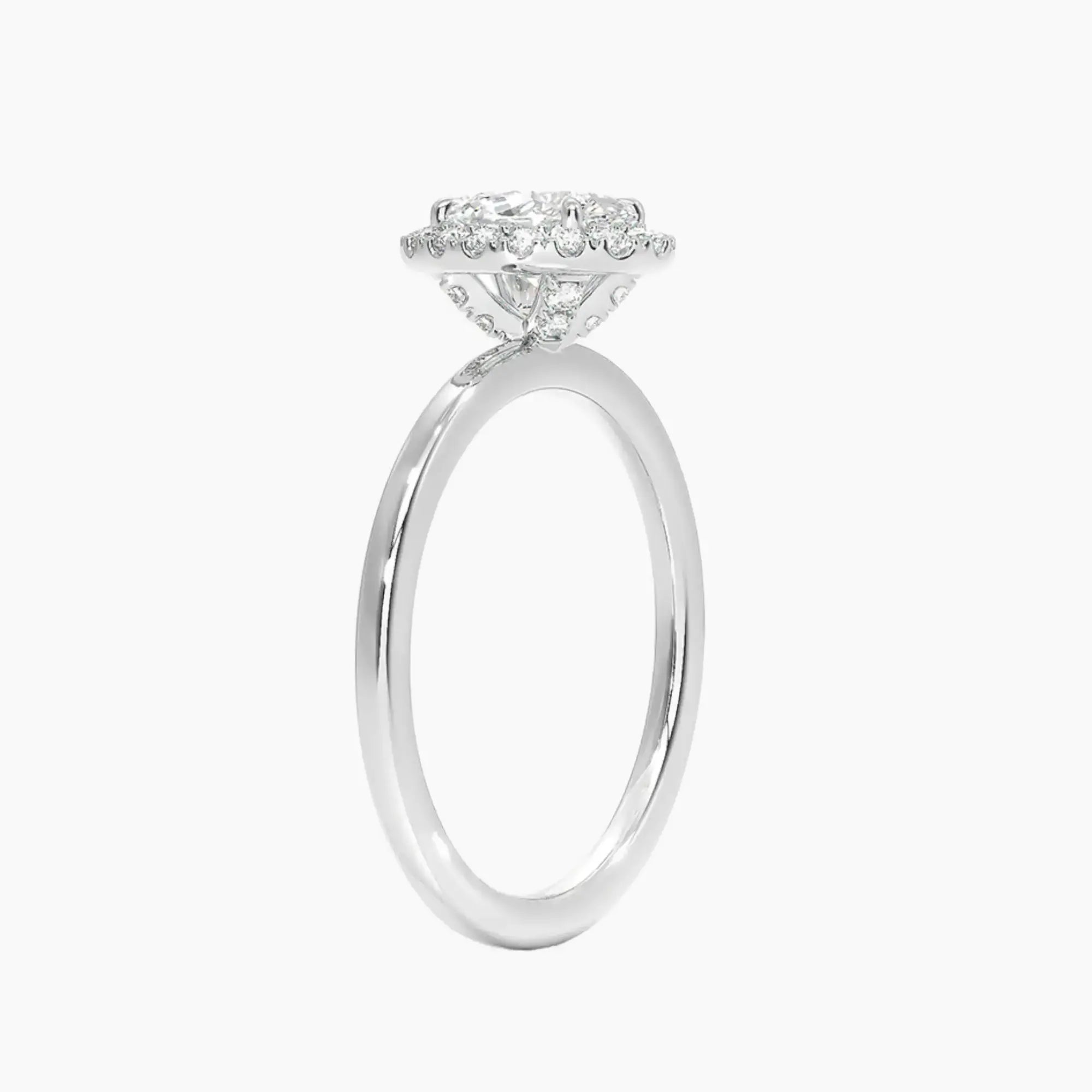 Cassiopeia Oval Hidden Halo 1.5 Carat Lab Grown Diamond Engagement Ring in 18K Yellow Gold