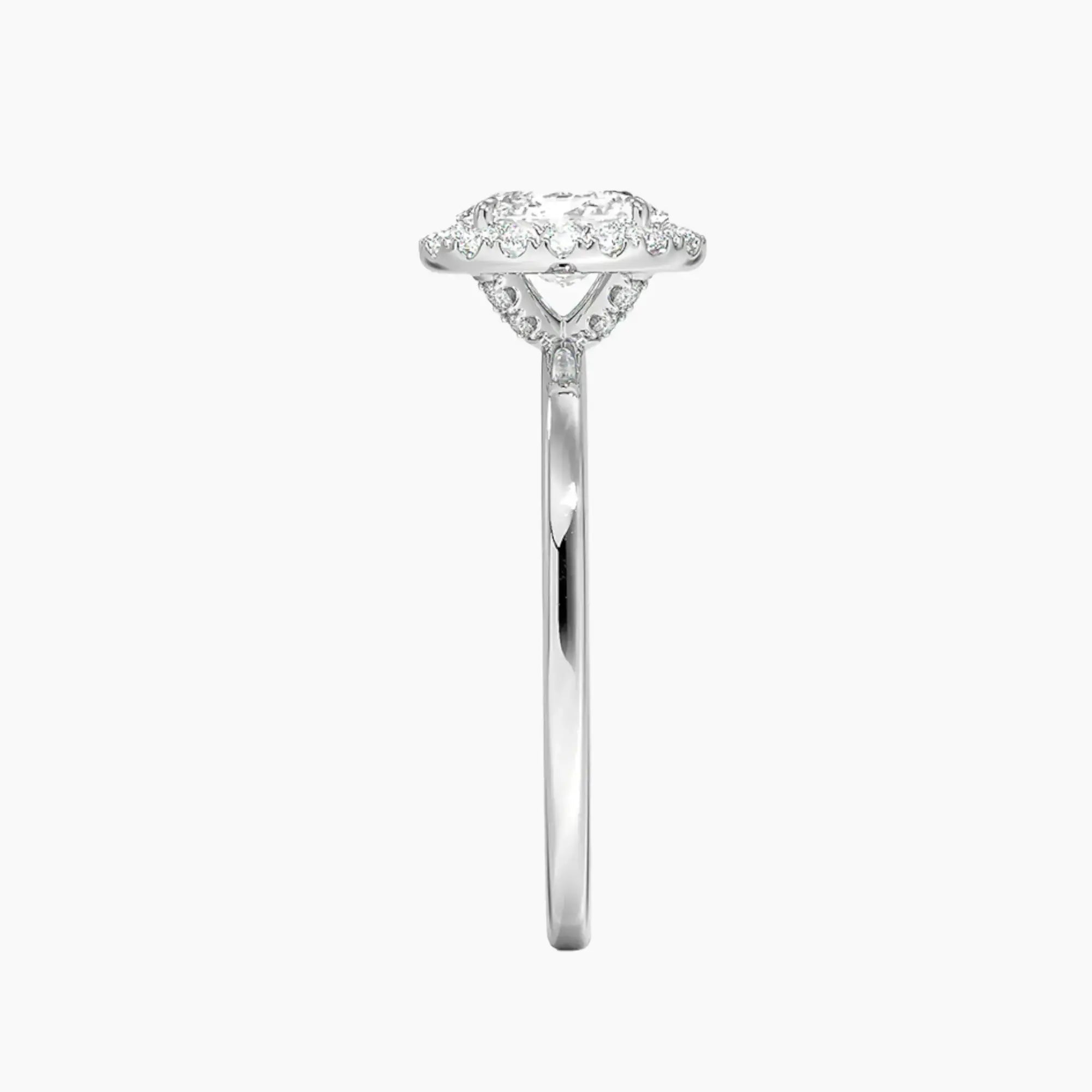Cassiopeia Oval Hidden Halo Diamond Ring Setting in 14K White Gold