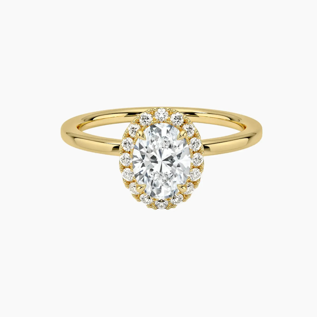 Cassiopeia Oval Hidden Halo 1 Carat Lab Grown Diamond Engagement Ring in 14K Yellow Gold