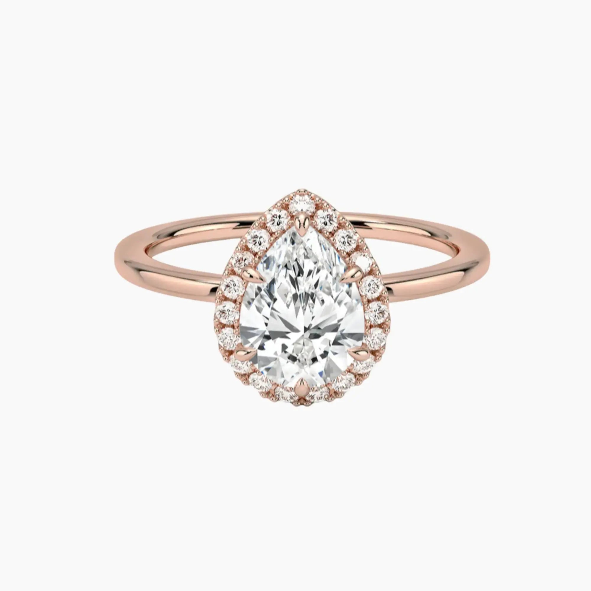 Cassiopeia Pear Hidden Halo 1 Carat Lab Grown Diamond Engagement Ring in 18K Yellow Gold