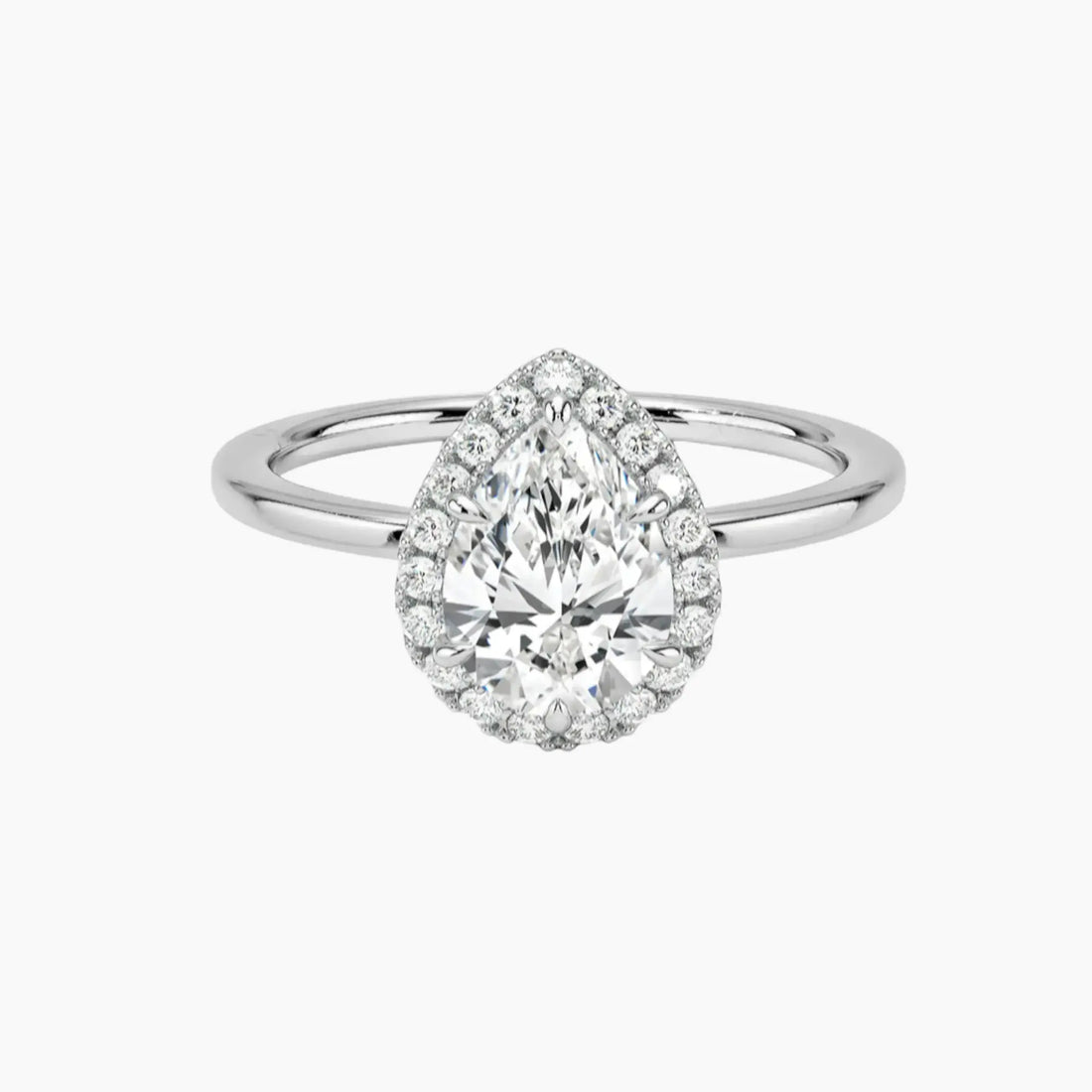 Cassiopeia Pear Hidden Halo 1.5 Carat Lab Grown Diamond Engagement Ring in 14K White Gold