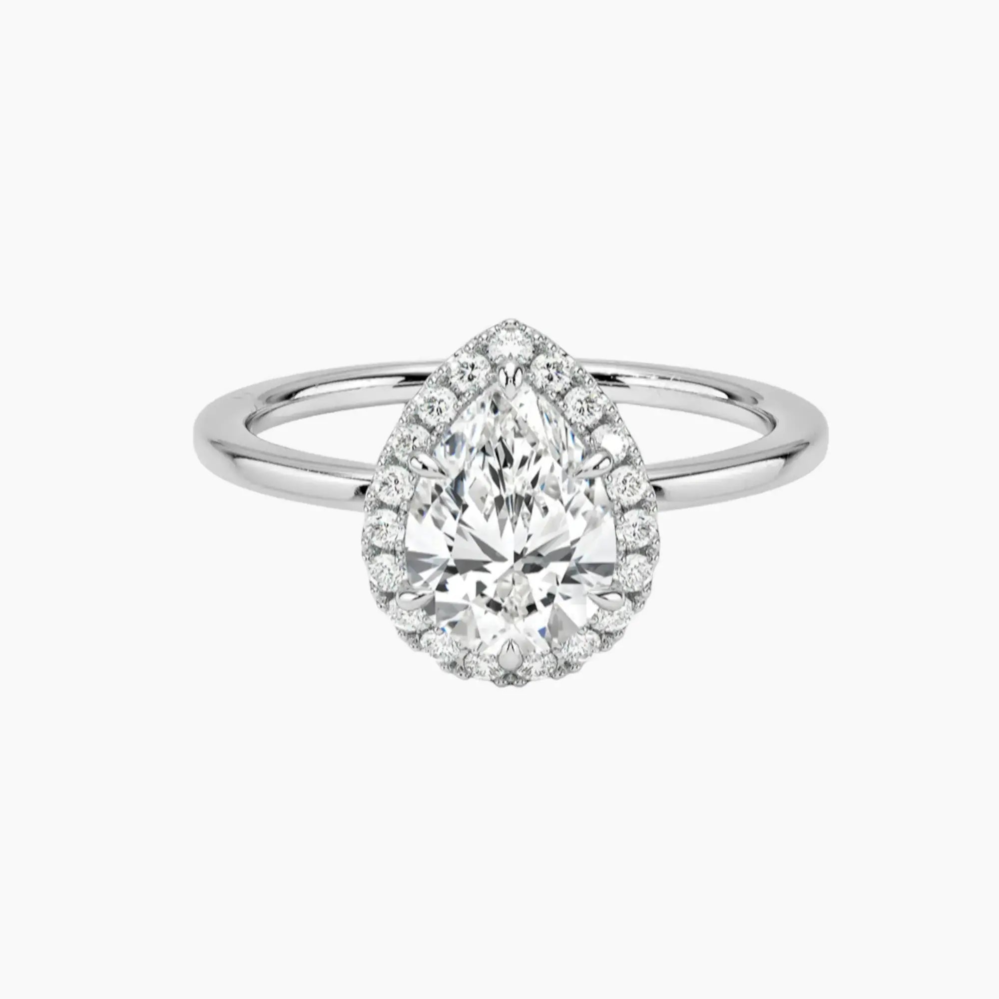 Cassiopeia Pear Hidden Halo 1 Carat Lab Grown Diamond Engagement Ring in 14K Yellow Gold
