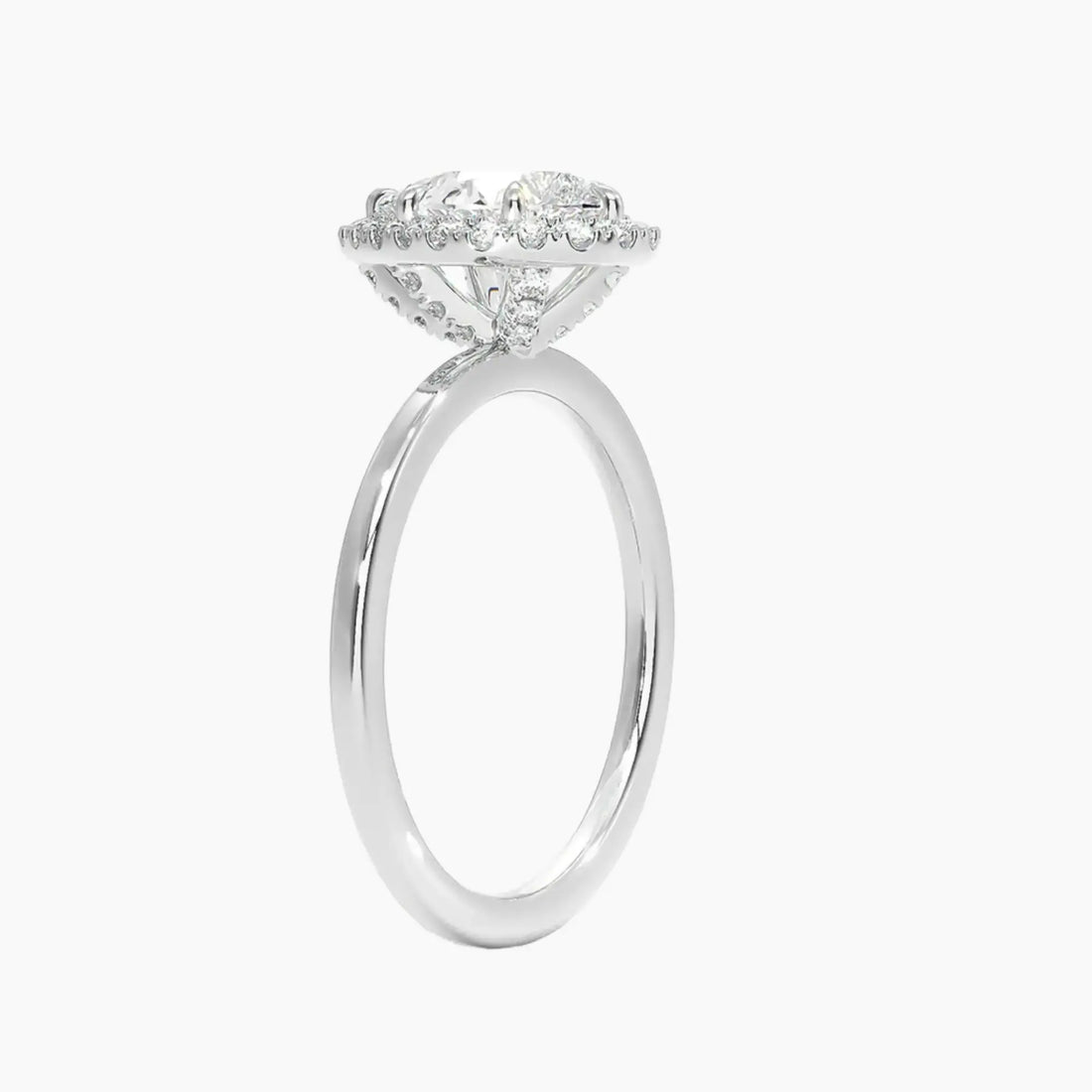 Cassiopeia Pear Hidden Halo 1.5 Carat Lab Grown Diamond Engagement Ring in 14K Rose Gold