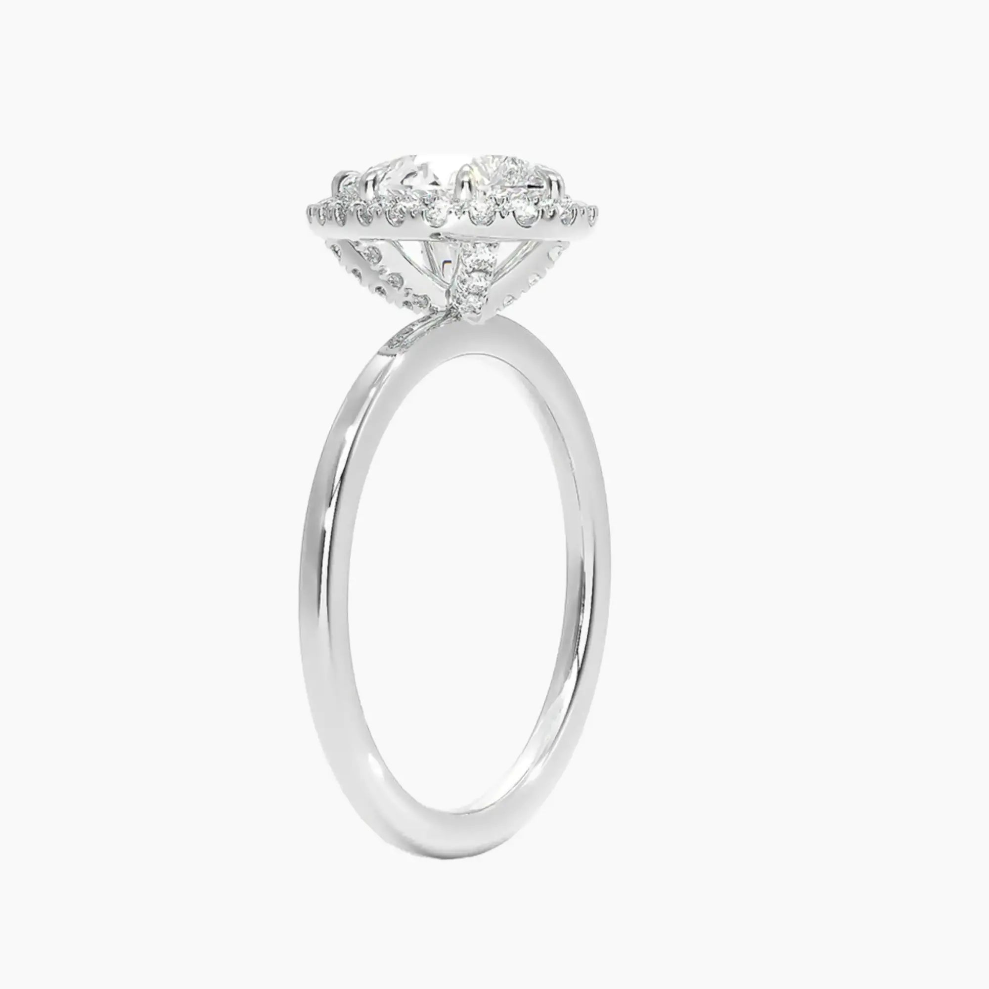 Cassiopeia Pear Hidden Halo 1.5 Carat Lab Grown Diamond Engagement Ring in 18K Yellow Gold