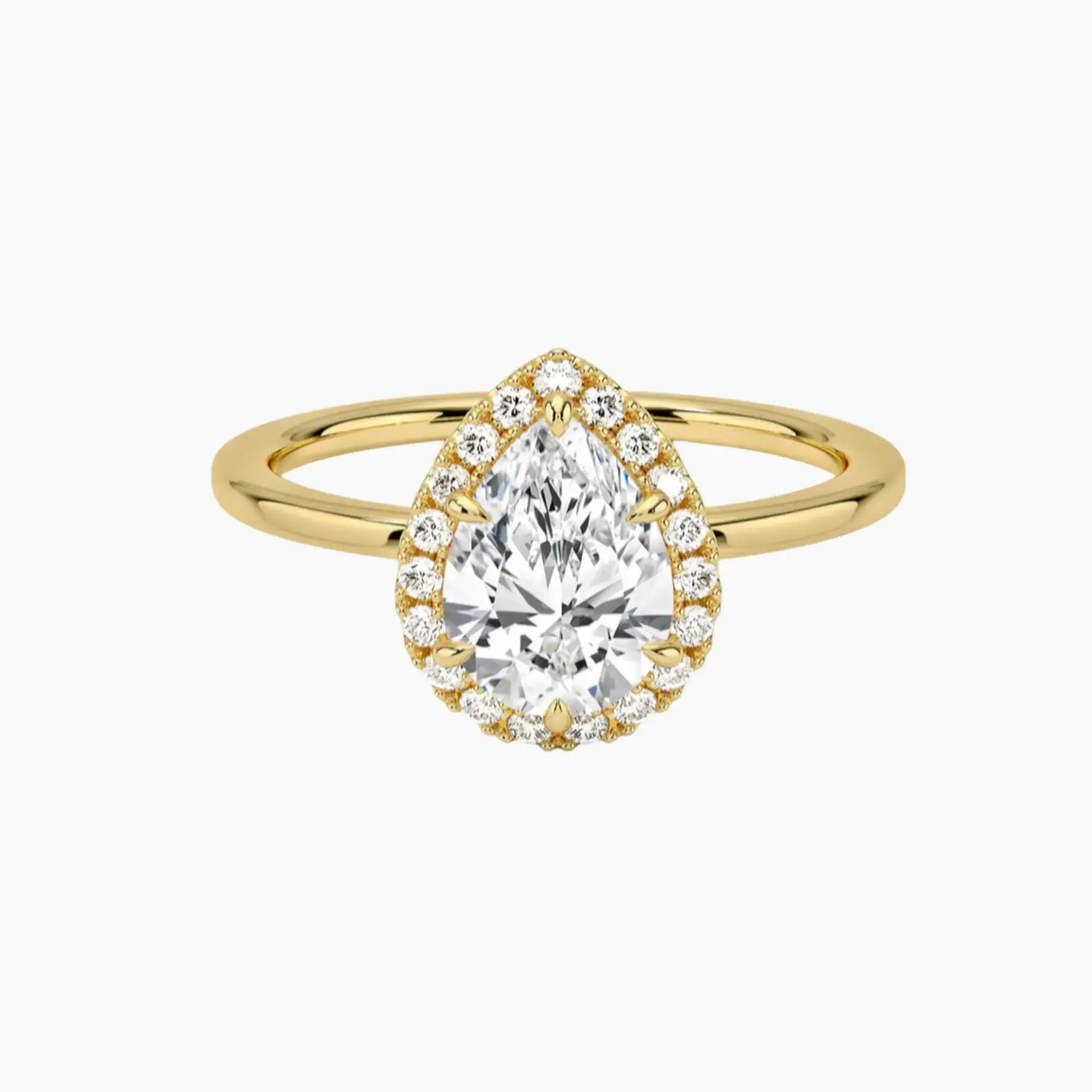 Cassiopeia Pear Hidden Halo 2.5 Carat Lab Grown Diamond Engagement Ring in 14K Yellow Gold